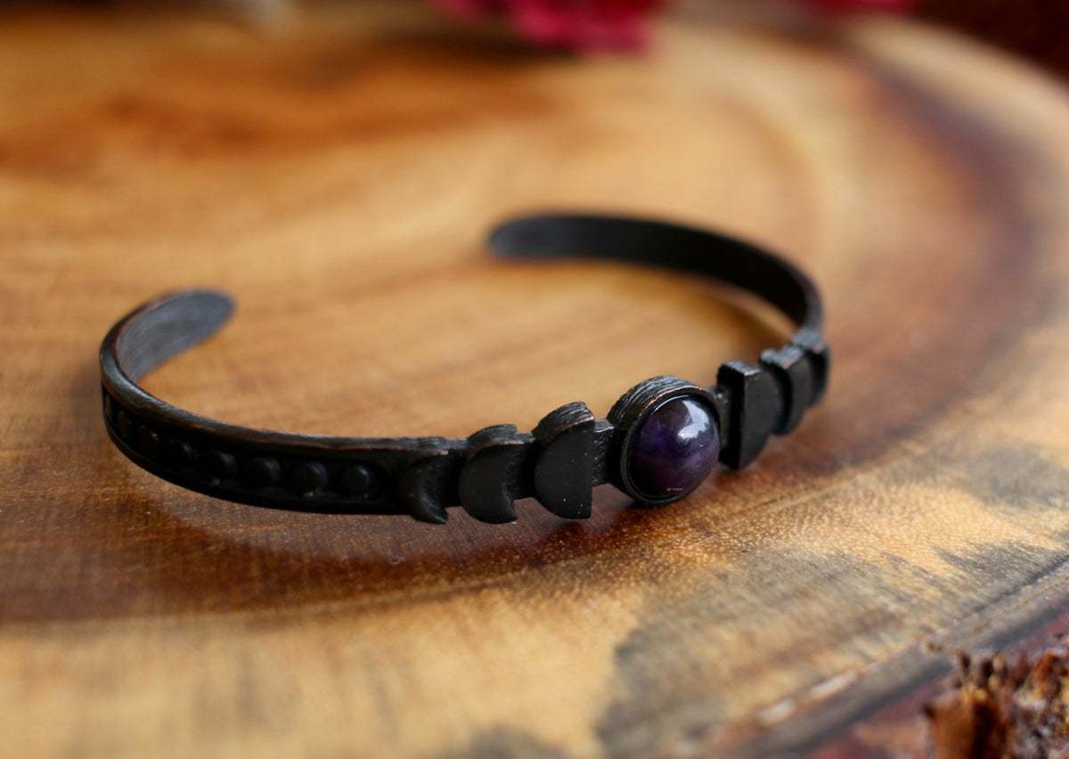 Amethyst Black Moon Phase Cuff