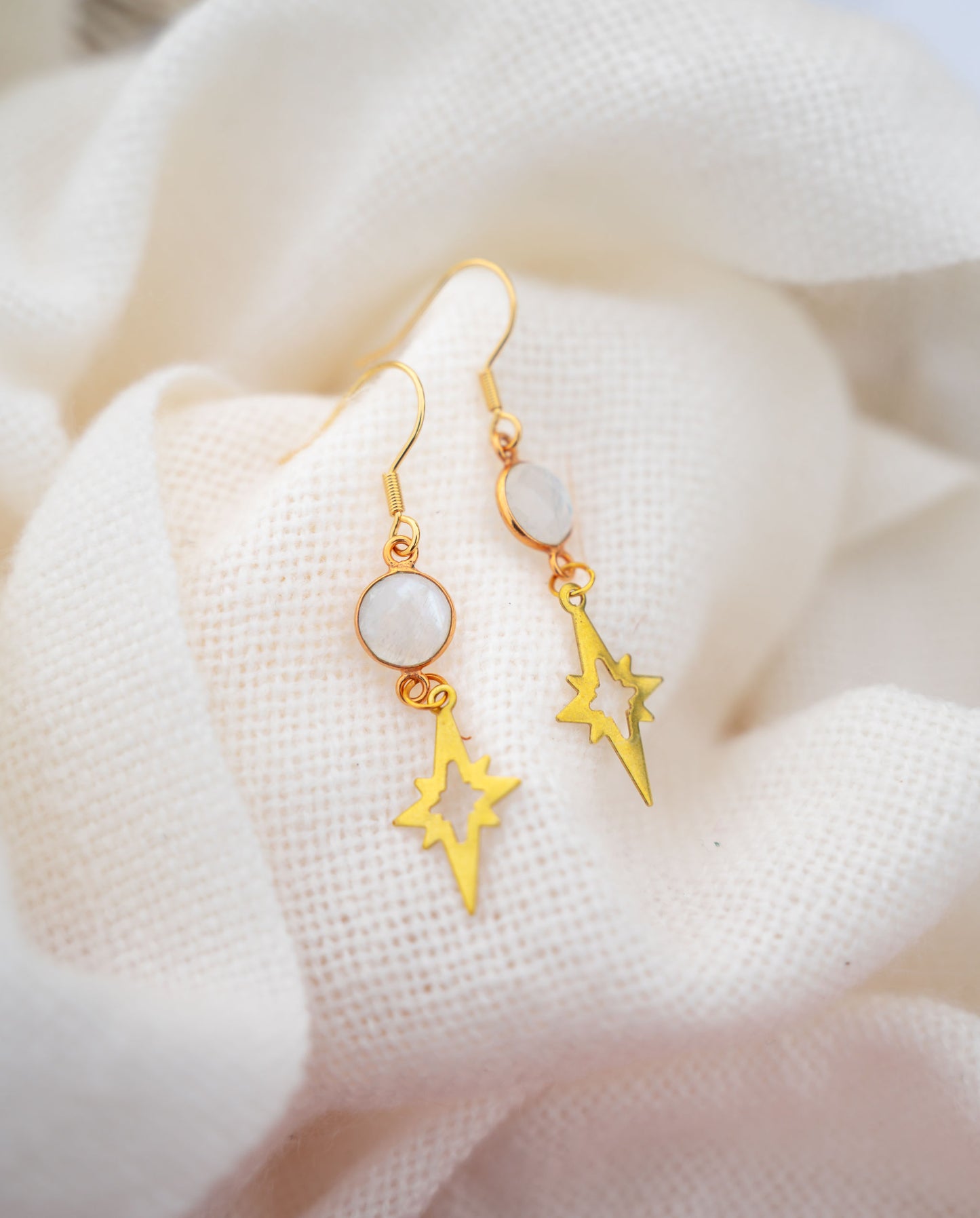 Rainbow Moonstone Polaris Dangle Earrings