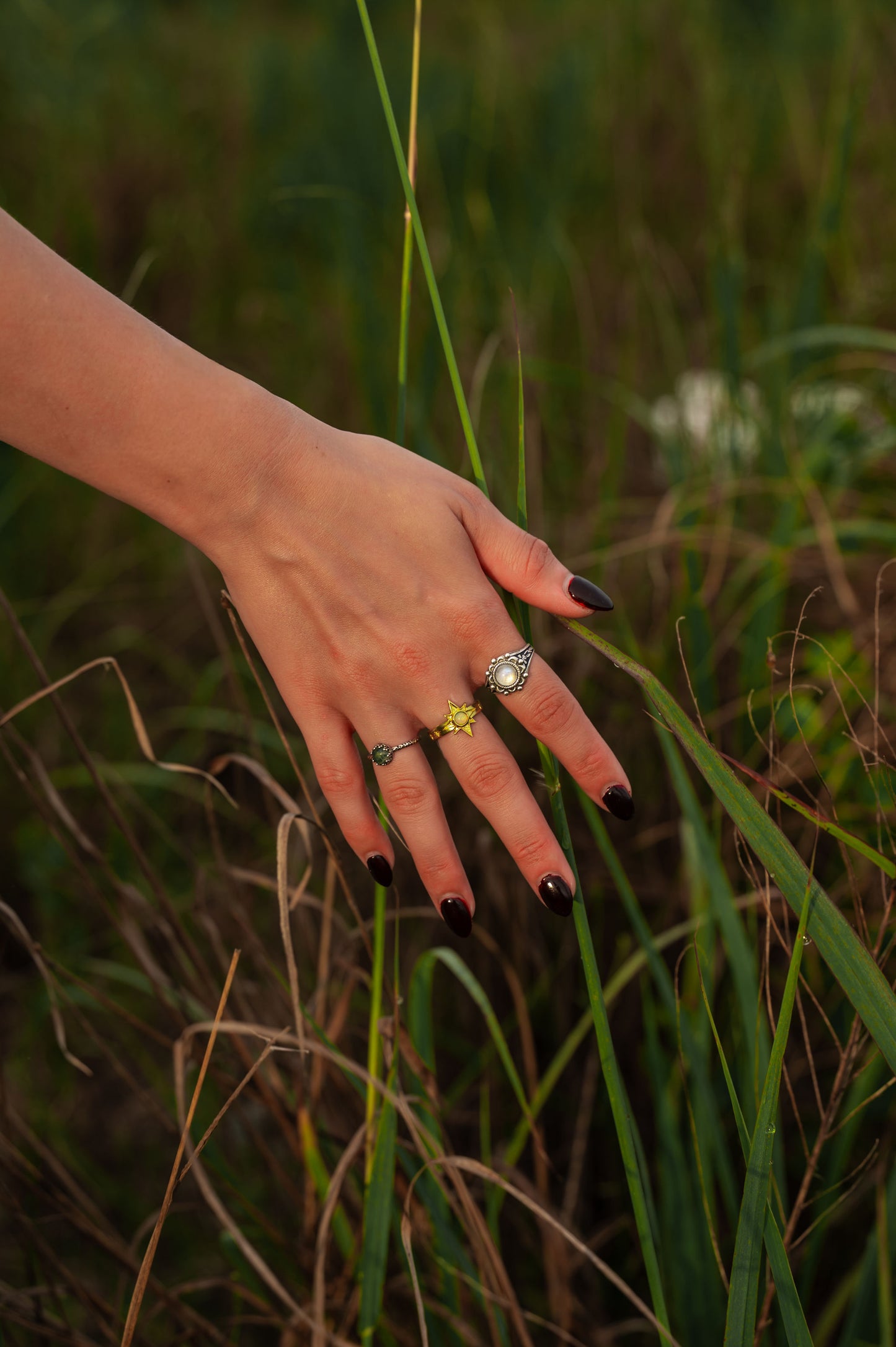 Dainty Moss Agate Ring
