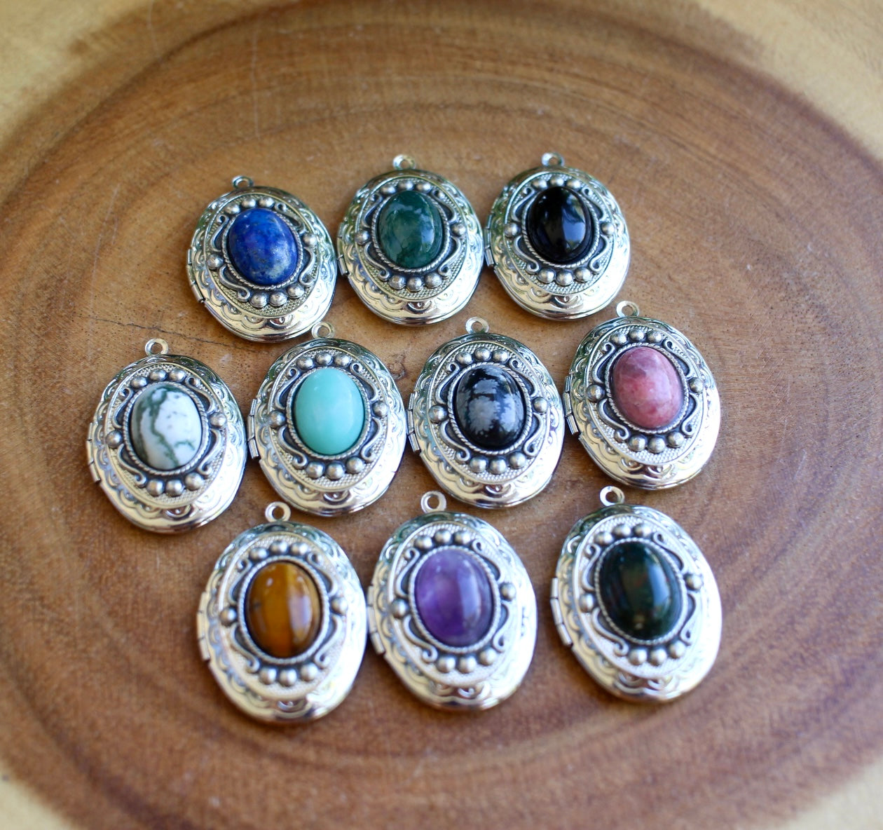 Natural Gemstone Locket Necklace