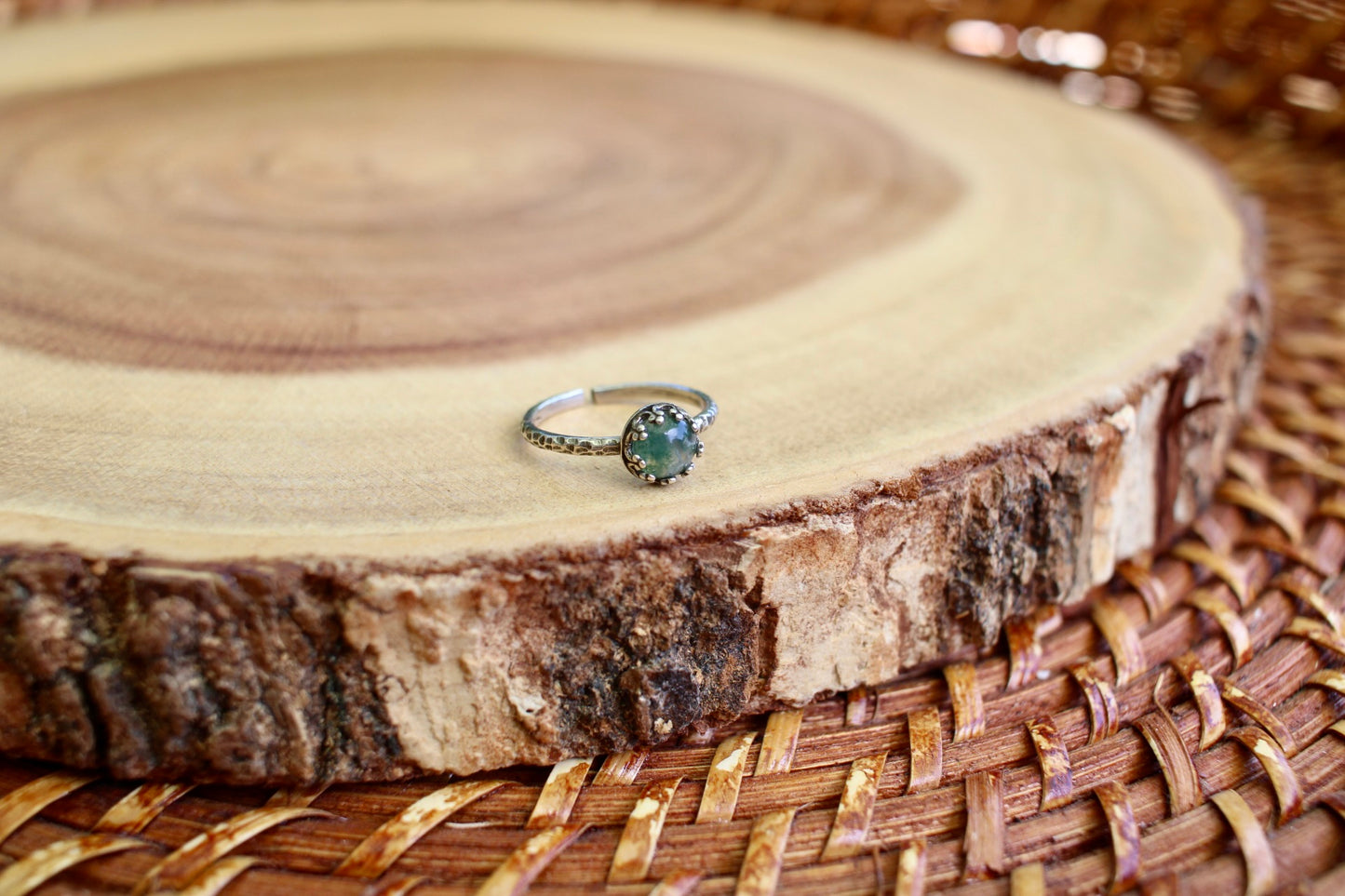 Dainty Moss Agate Ring