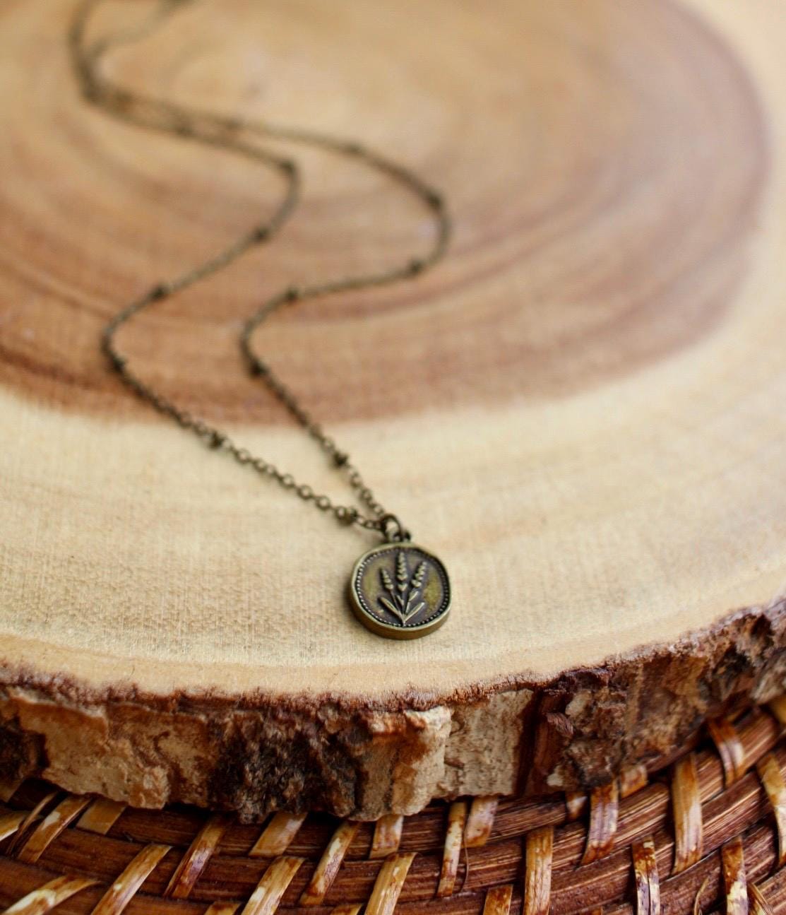 Dainty Bronze Lavender Flower Necklace