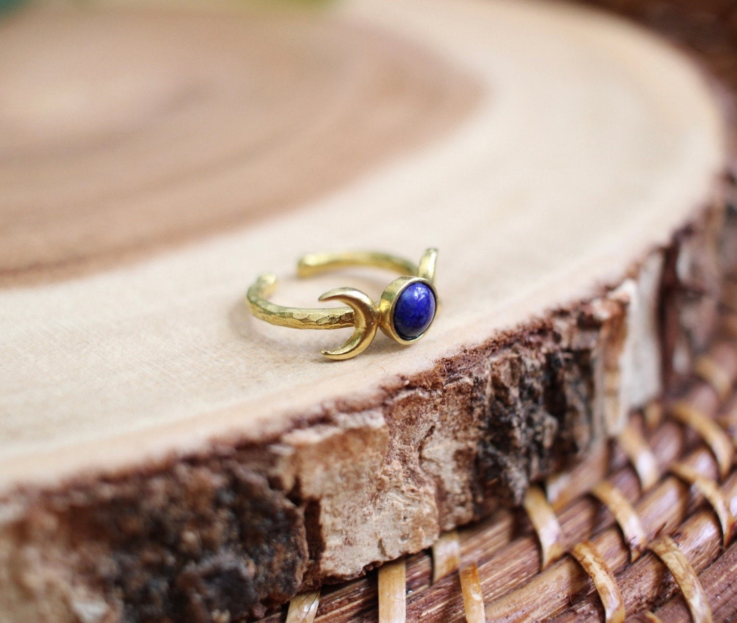 Lapis Lazuli Triple Moon Ring