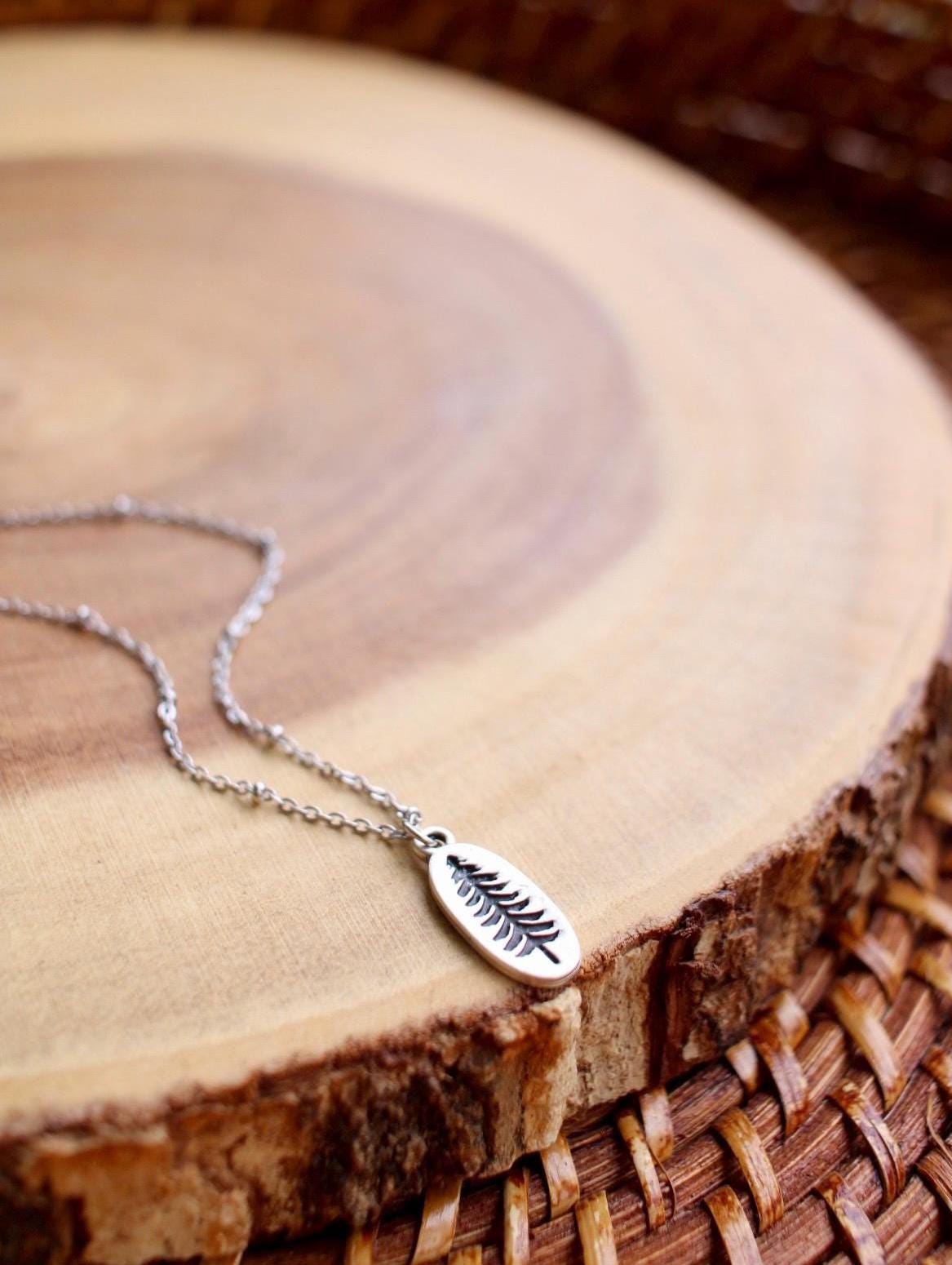 Dainty Silver Pine Tree Charm Necklace