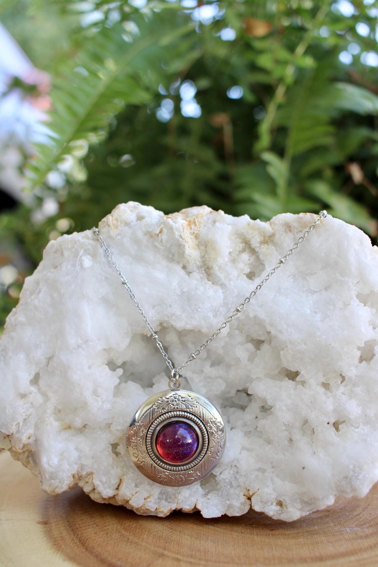 Fire Opal Locket Necklace
