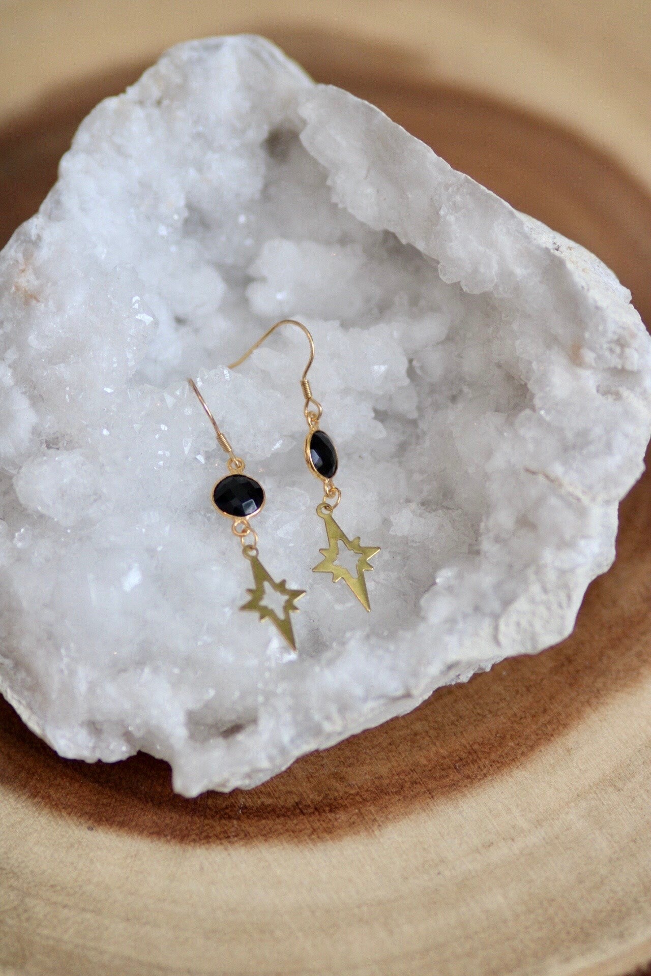Black Onyx Polaris Dangle Earrings