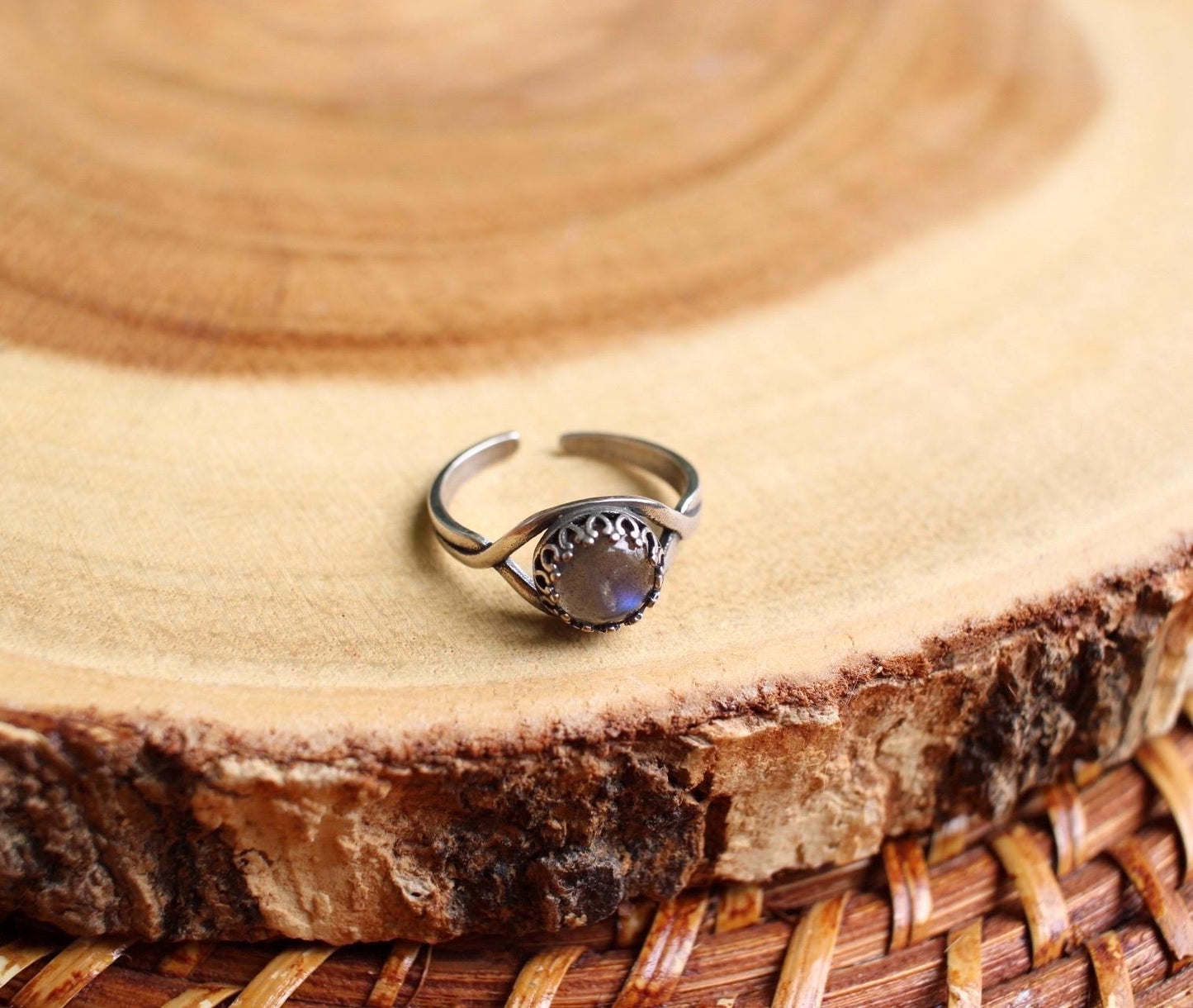 Labradorite Adjustable Boho Ring