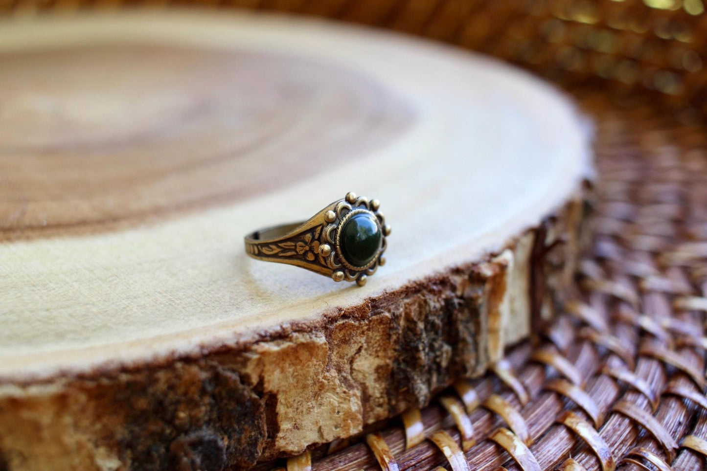 Jade Adjustable Gemstone Ring