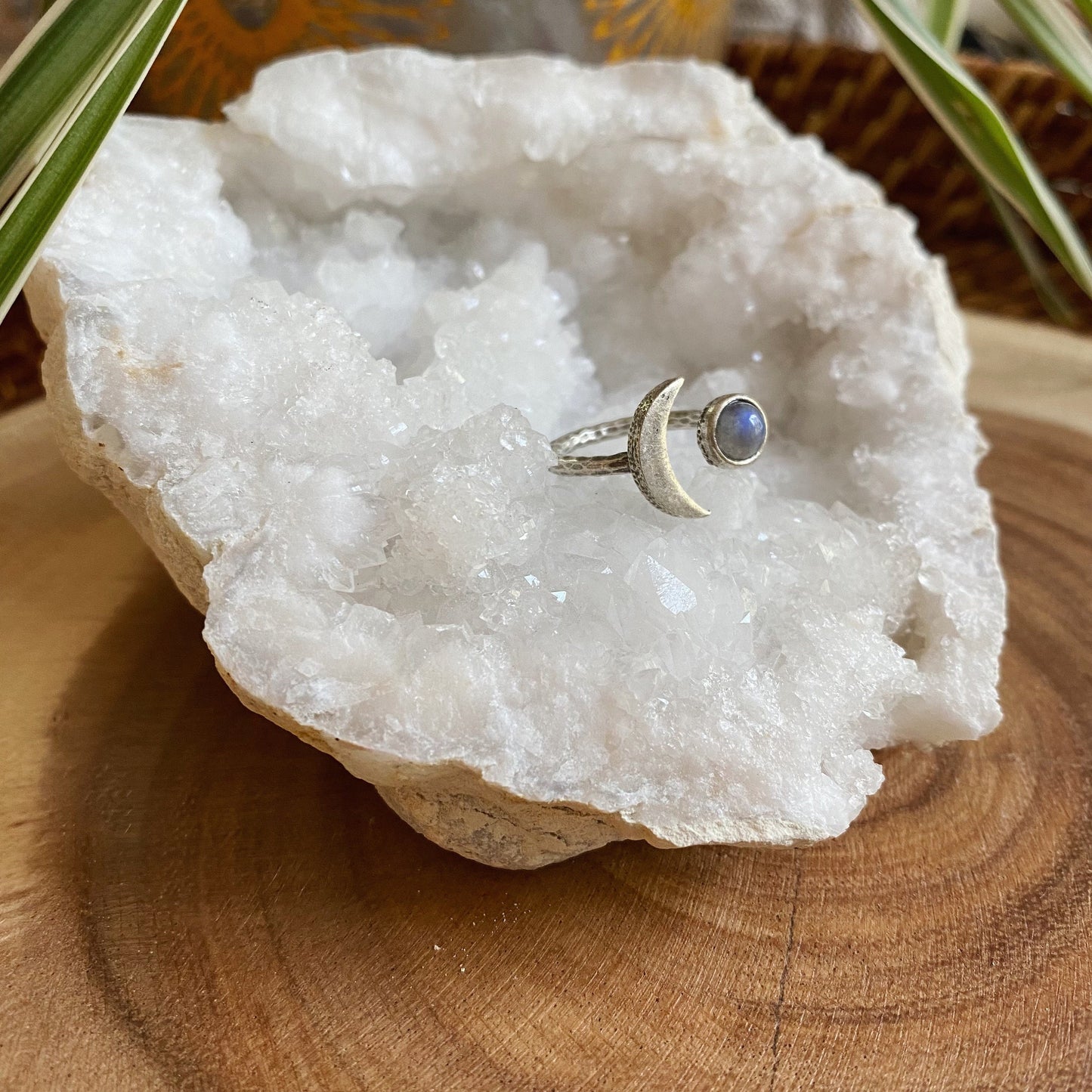 Moonstone Crescent Moon Ring