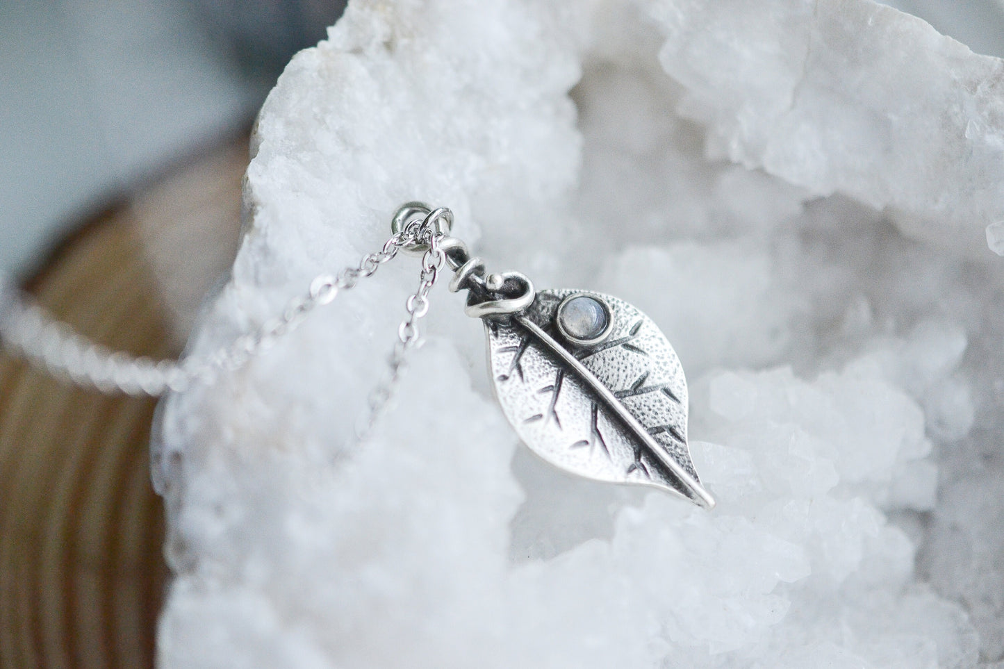 Leaf Moonstone Necklace