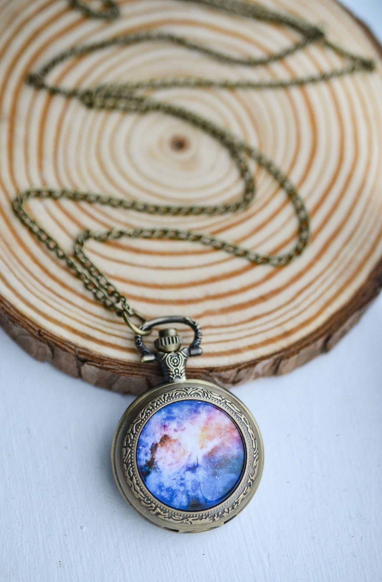 Galaxy Pocket Watch Necklace