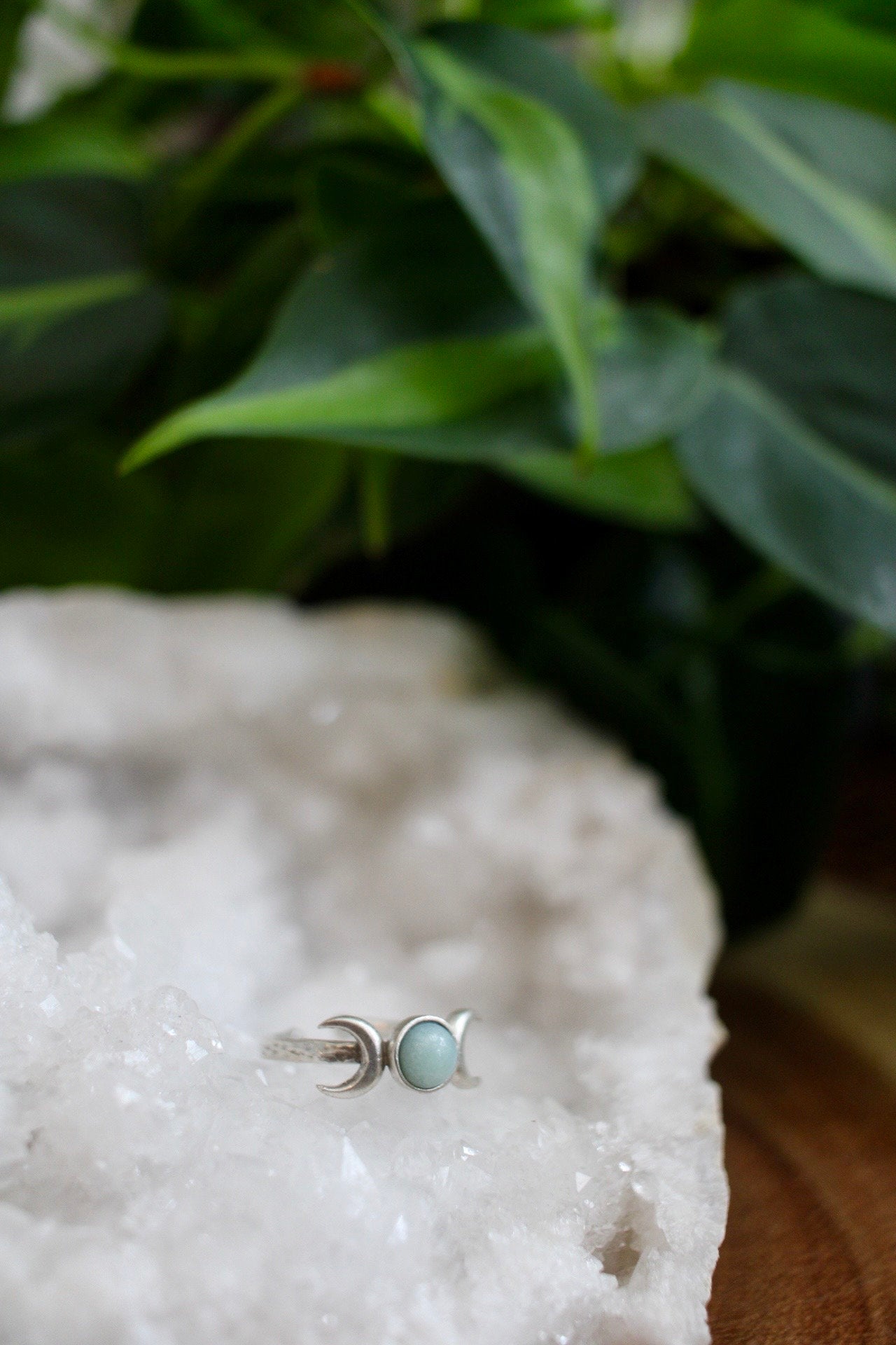 Amazonite Triple Moon Ring