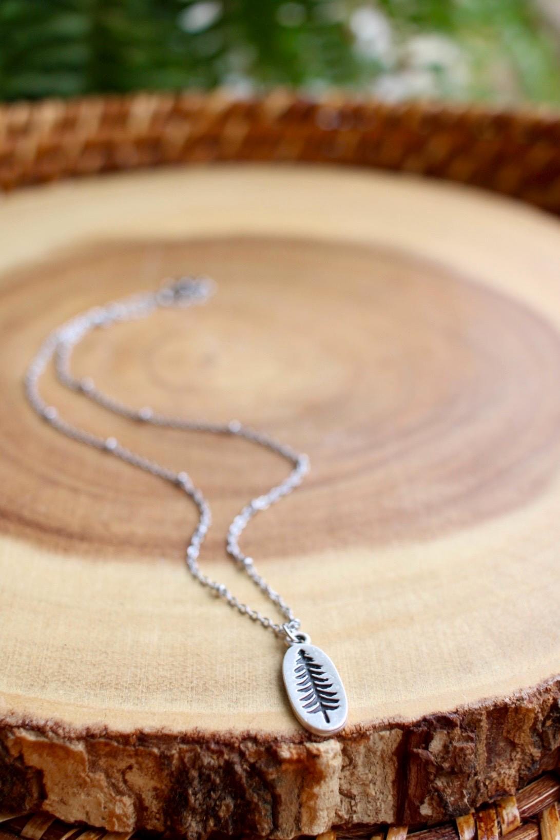 Dainty Silver Pine Tree Charm Necklace