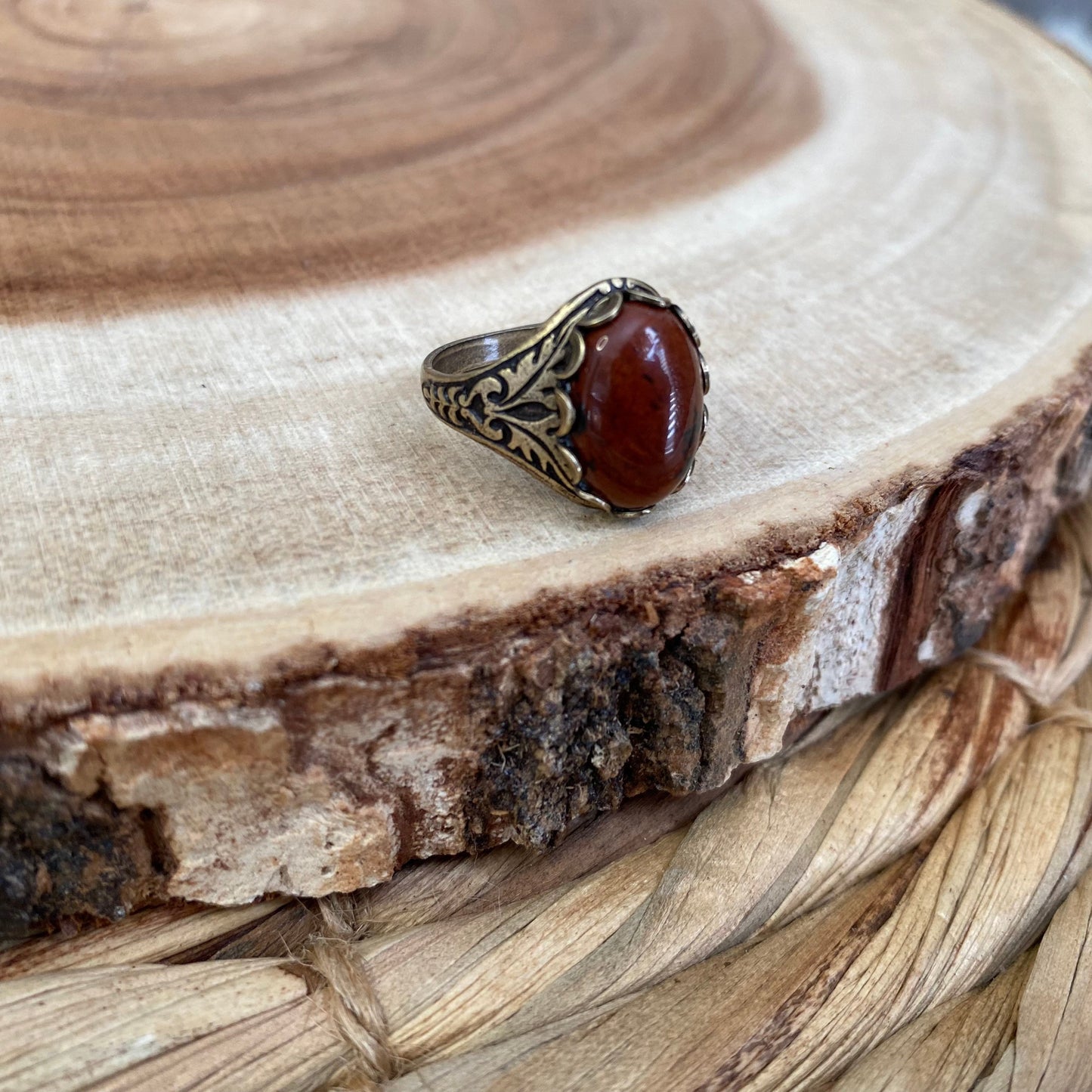 Red Obsidian Adjustable Gemstone Ring