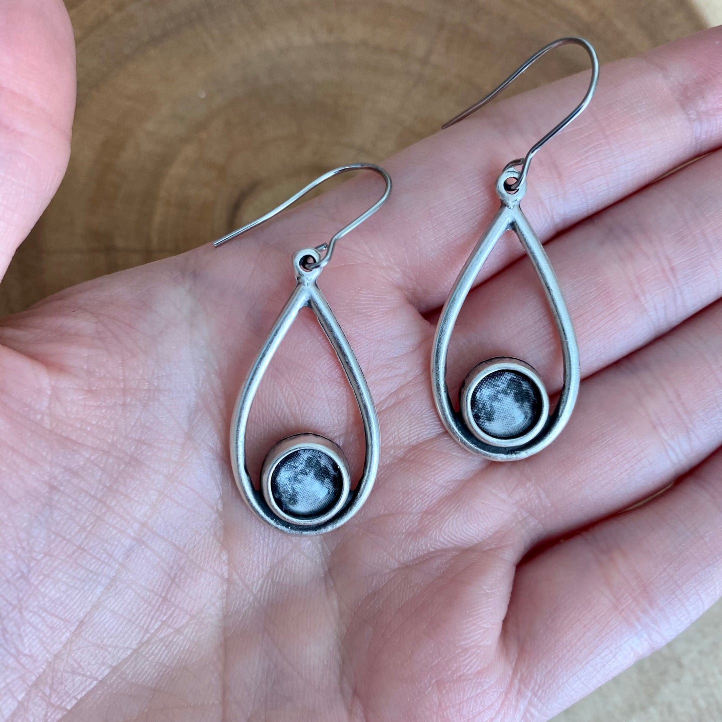 Full Moon Dangle Drop Earrings