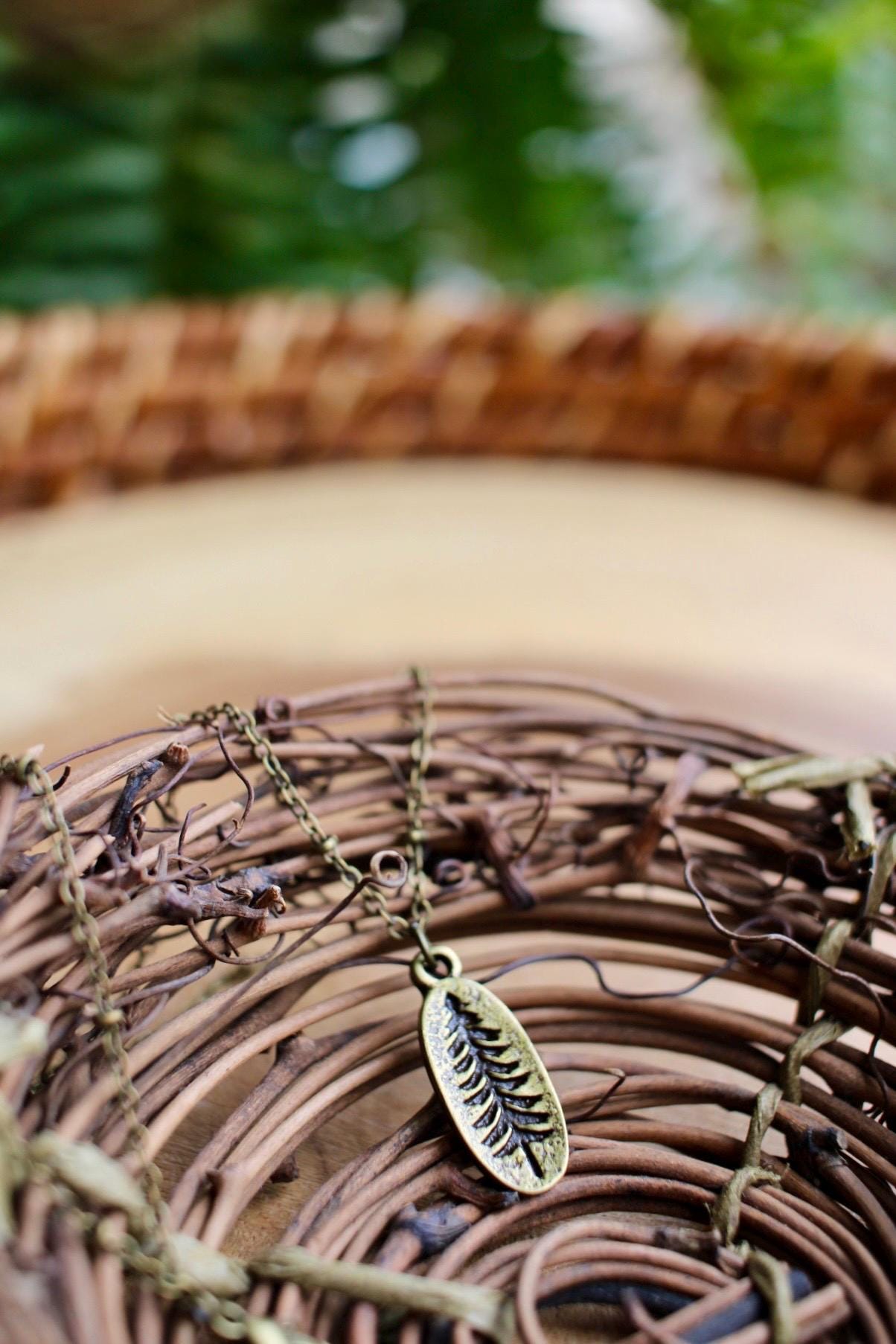 Dainty Bronze Pine Tree Charm Necklace