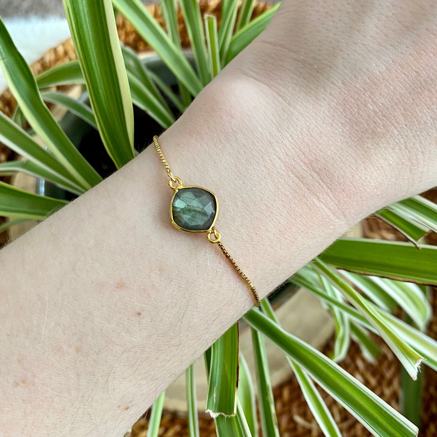 Gold Labradorite Adjustable Bracelet