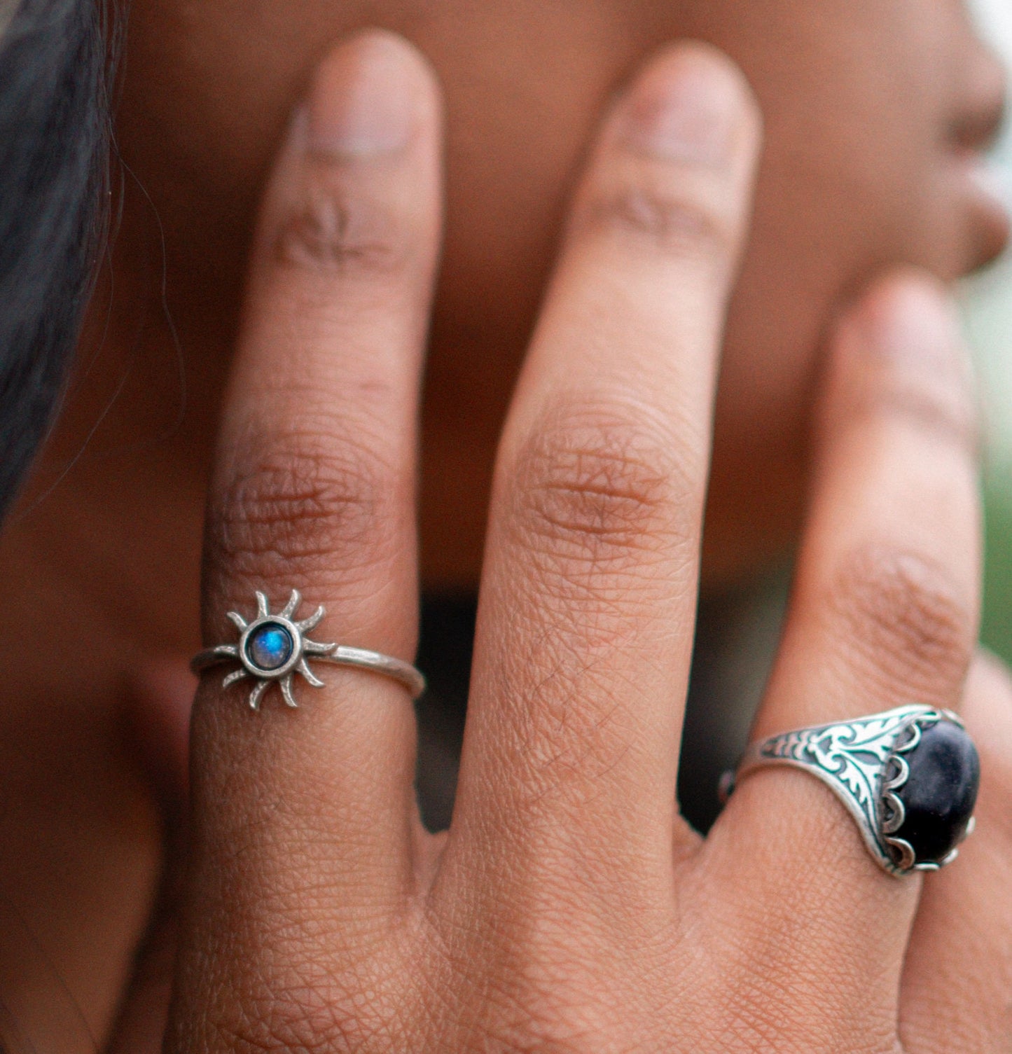 Dainty Sun Moonstone Ring