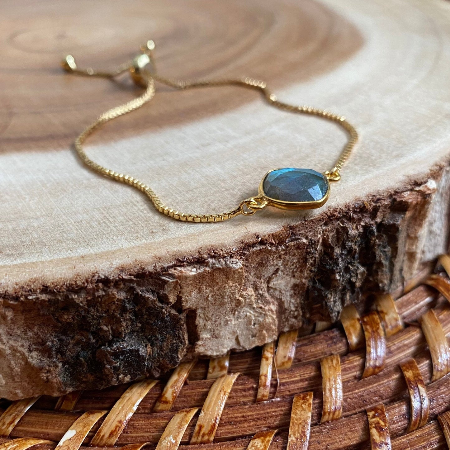 Gold Labradorite Adjustable Bracelet