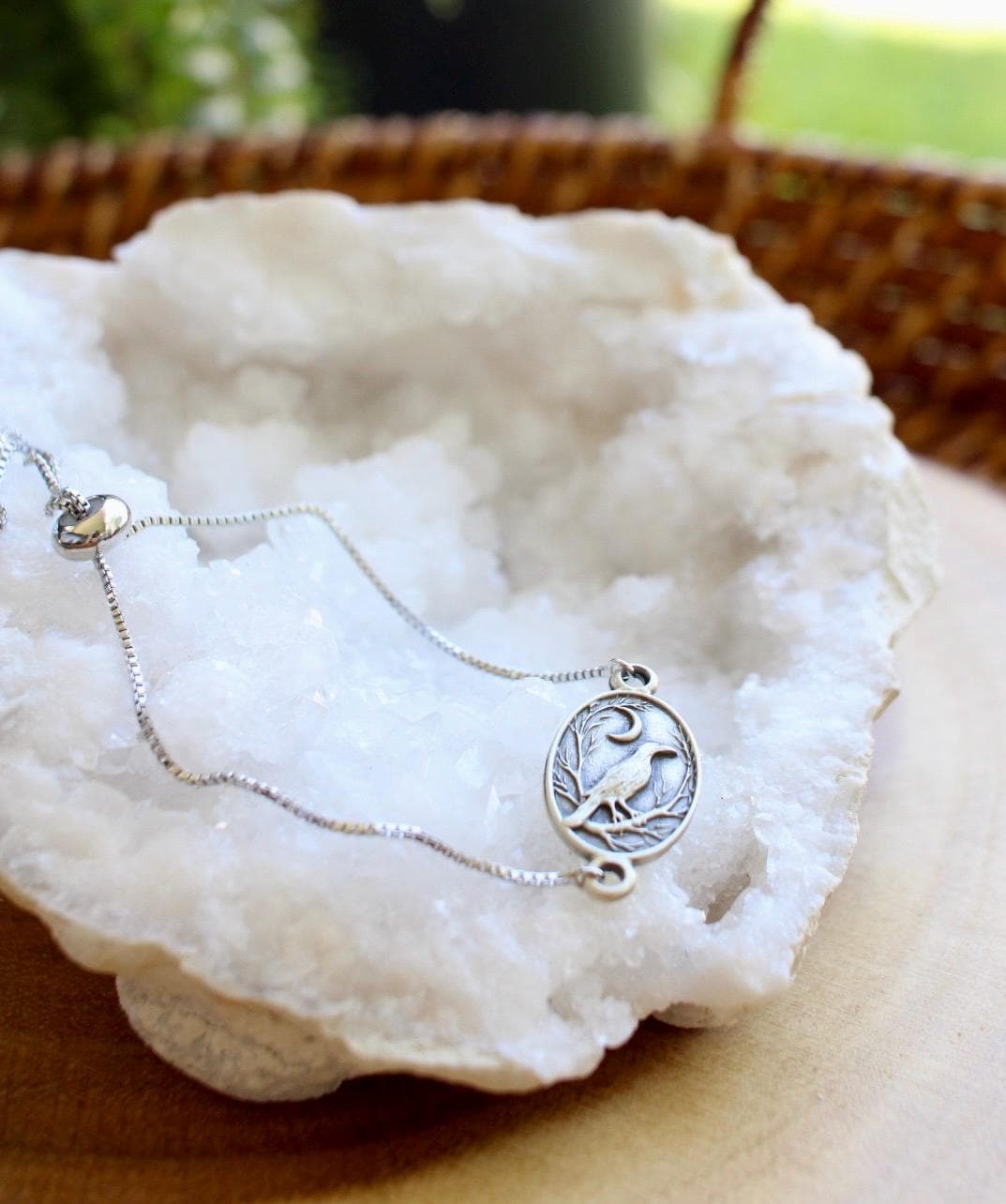 Raven and Moon Silver Bracelet