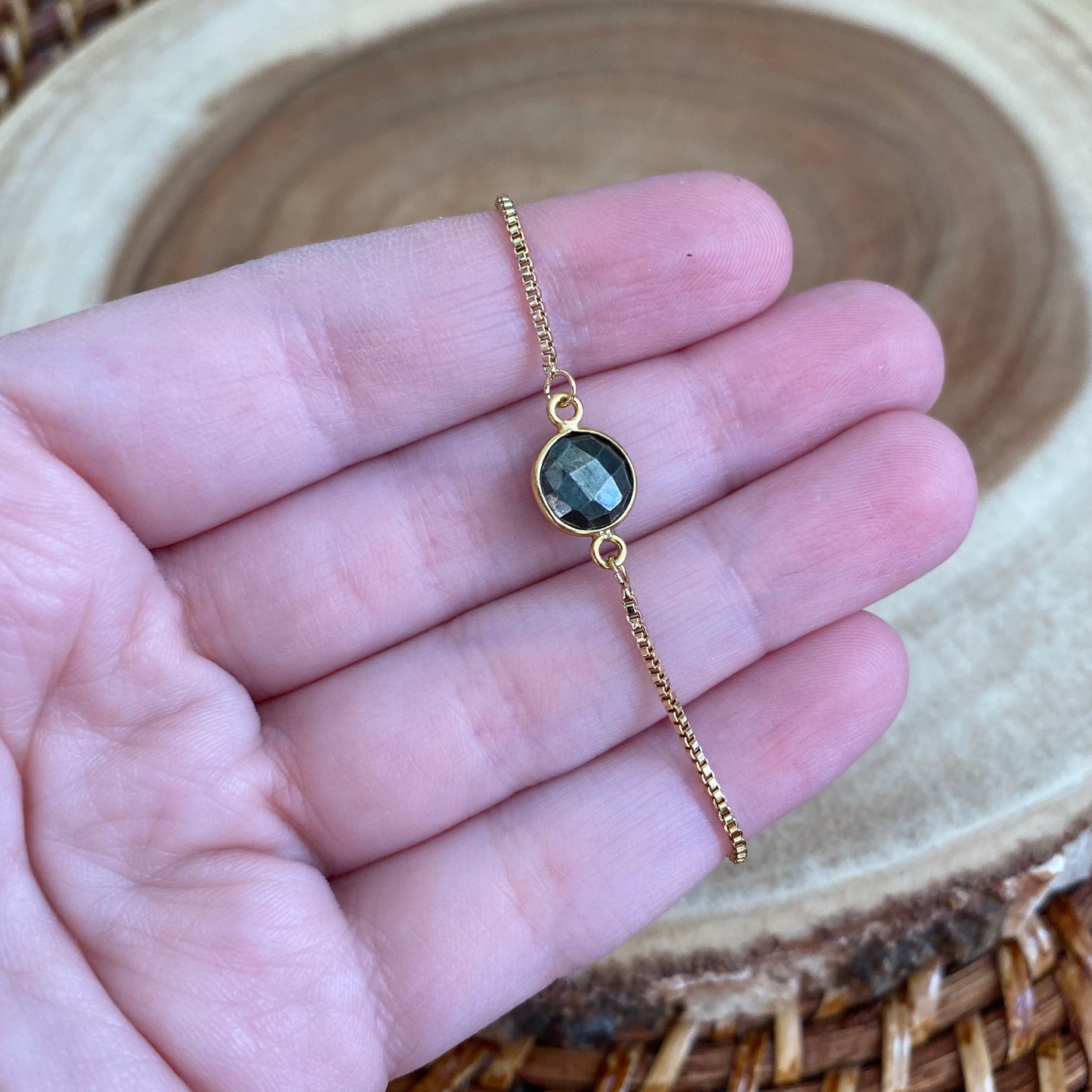 Dainty Gold Pyrite Bracelet