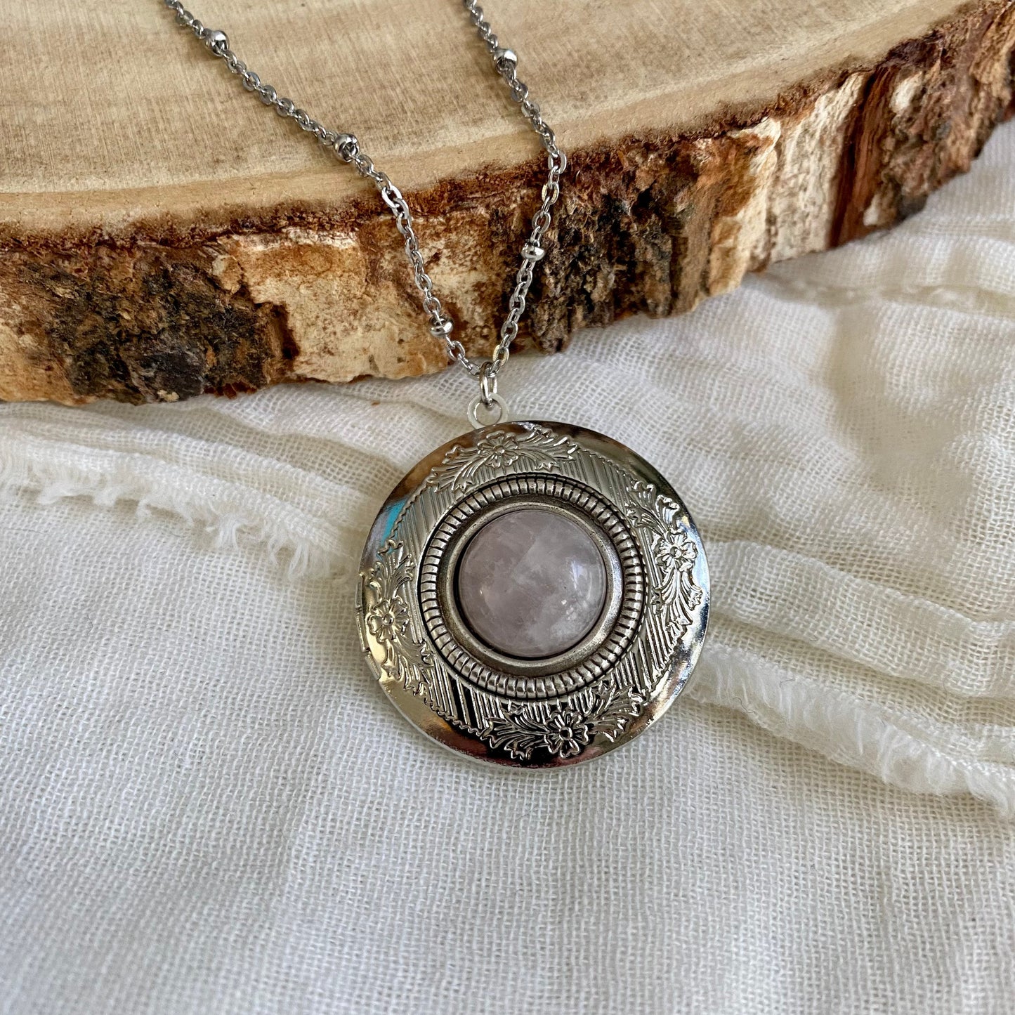 Rose Quartz Locket Necklace