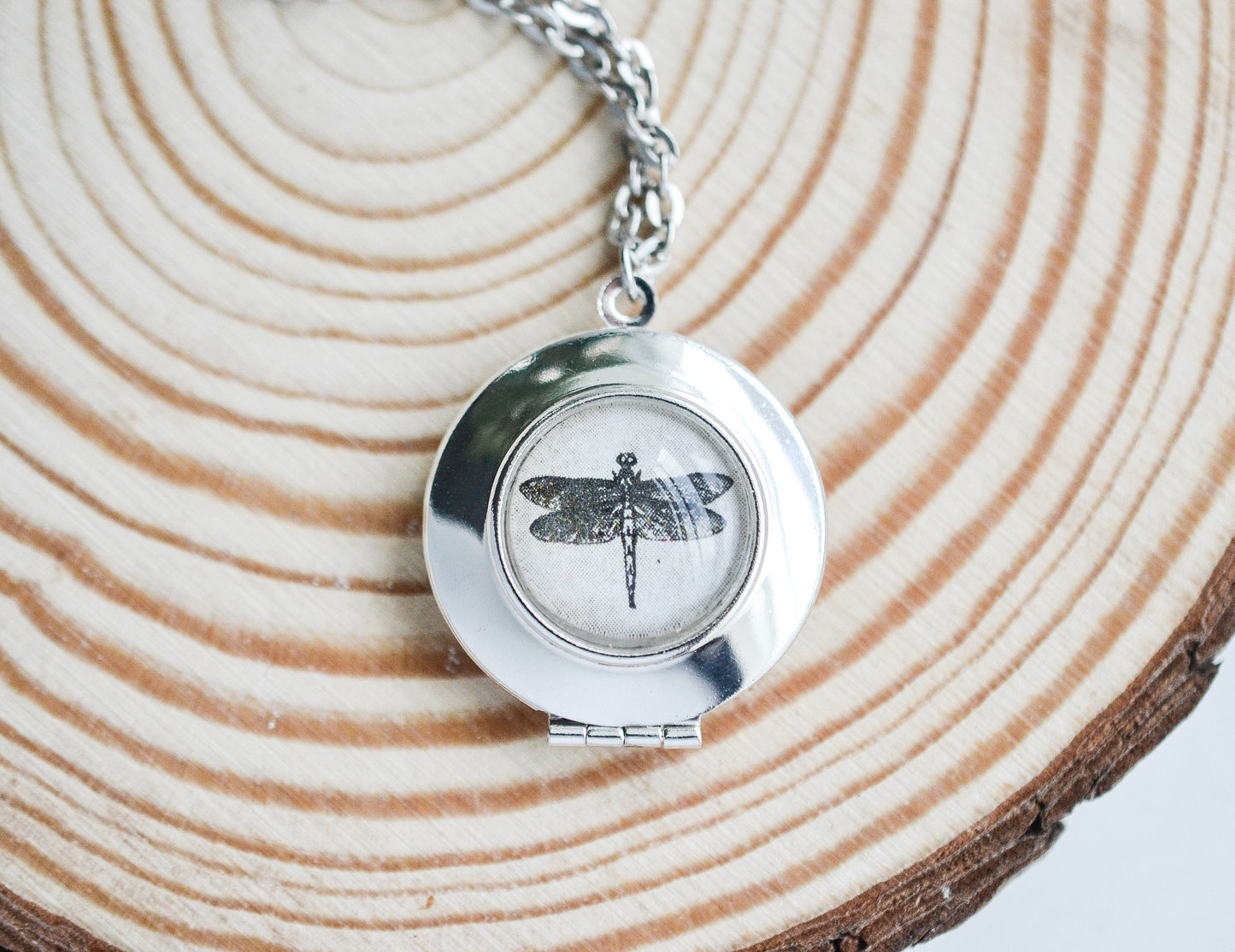 Dragonfly Locket Photo Necklace