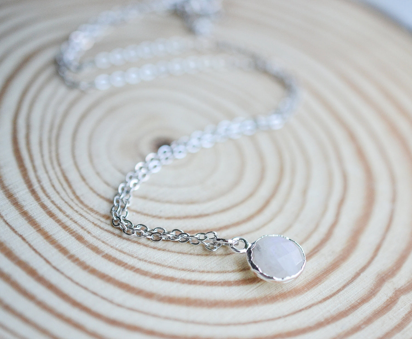 Dainty Silver Moonstone Necklace