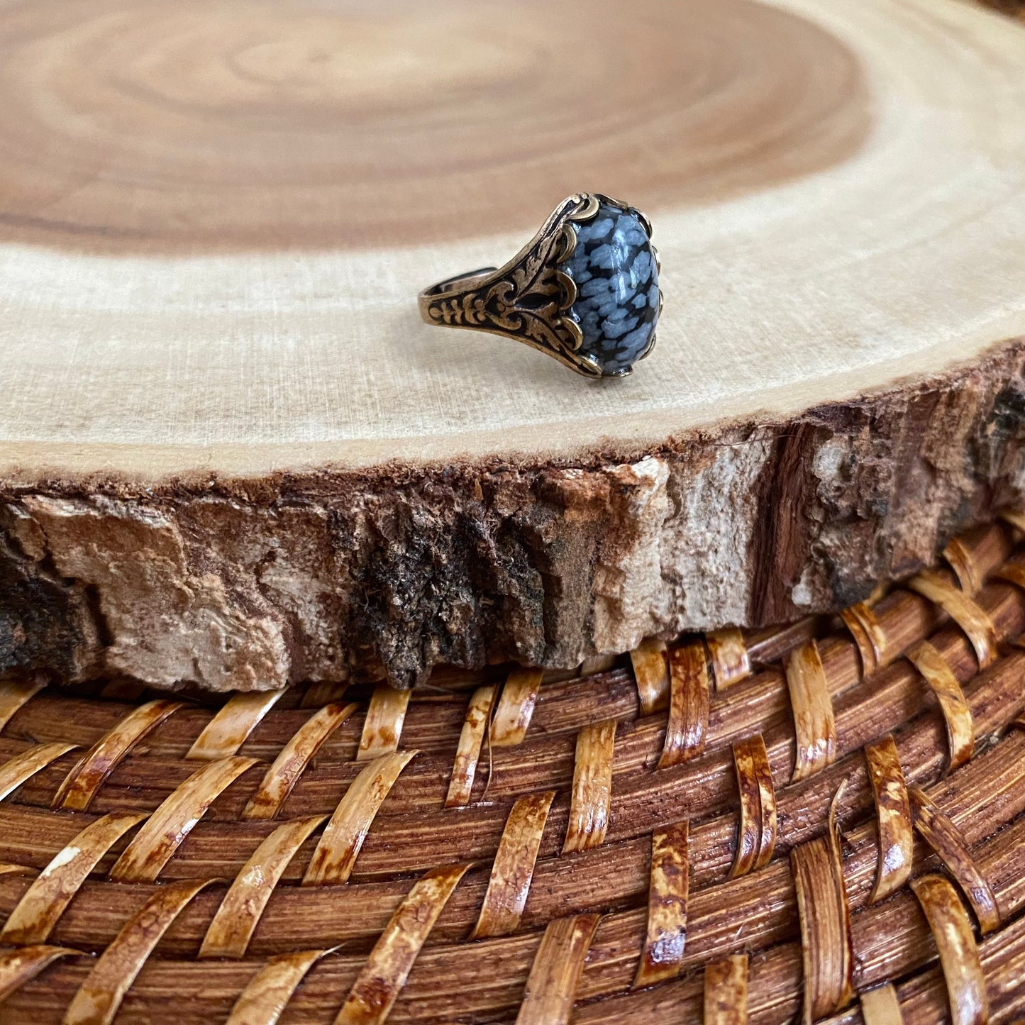 Snowflake Obsidian Ring