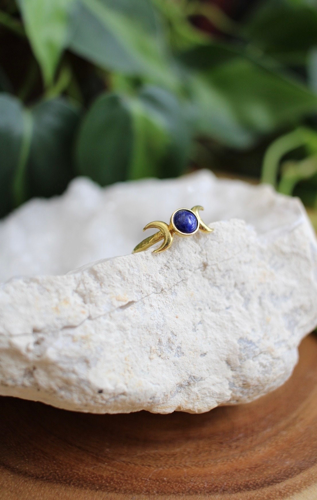 Lapis Lazuli Triple Moon Ring