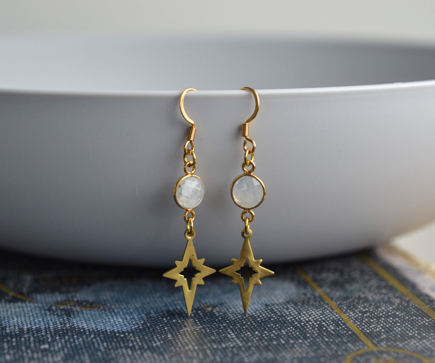 Rainbow Moonstone Polaris Dangle Earrings