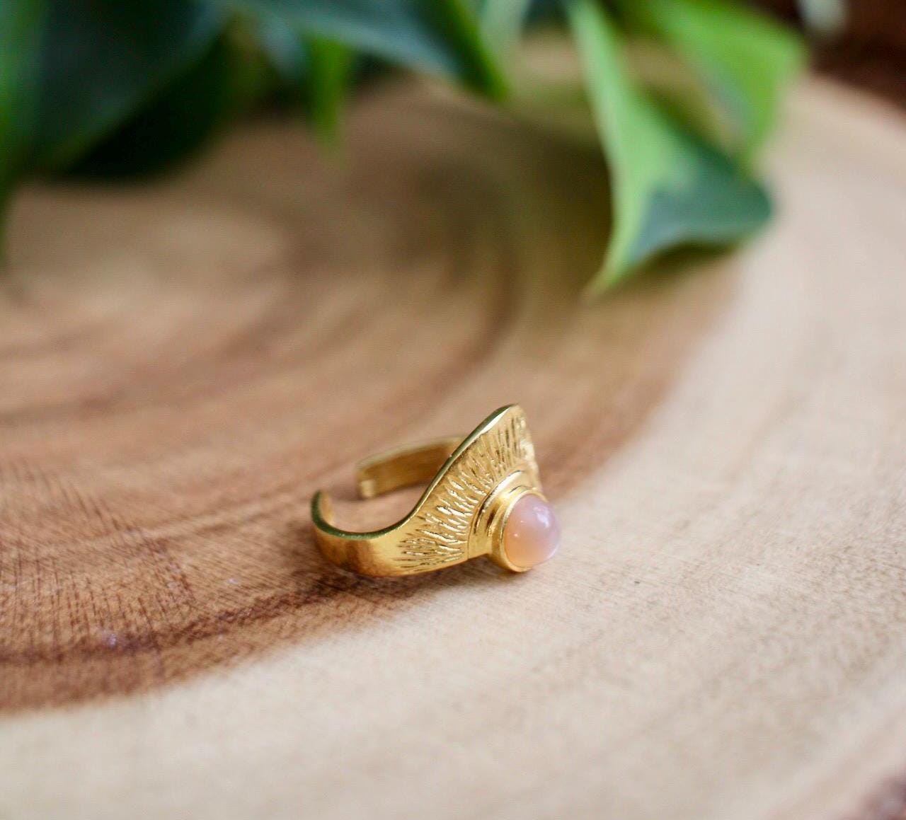 Peach Moonstone Sun Ring