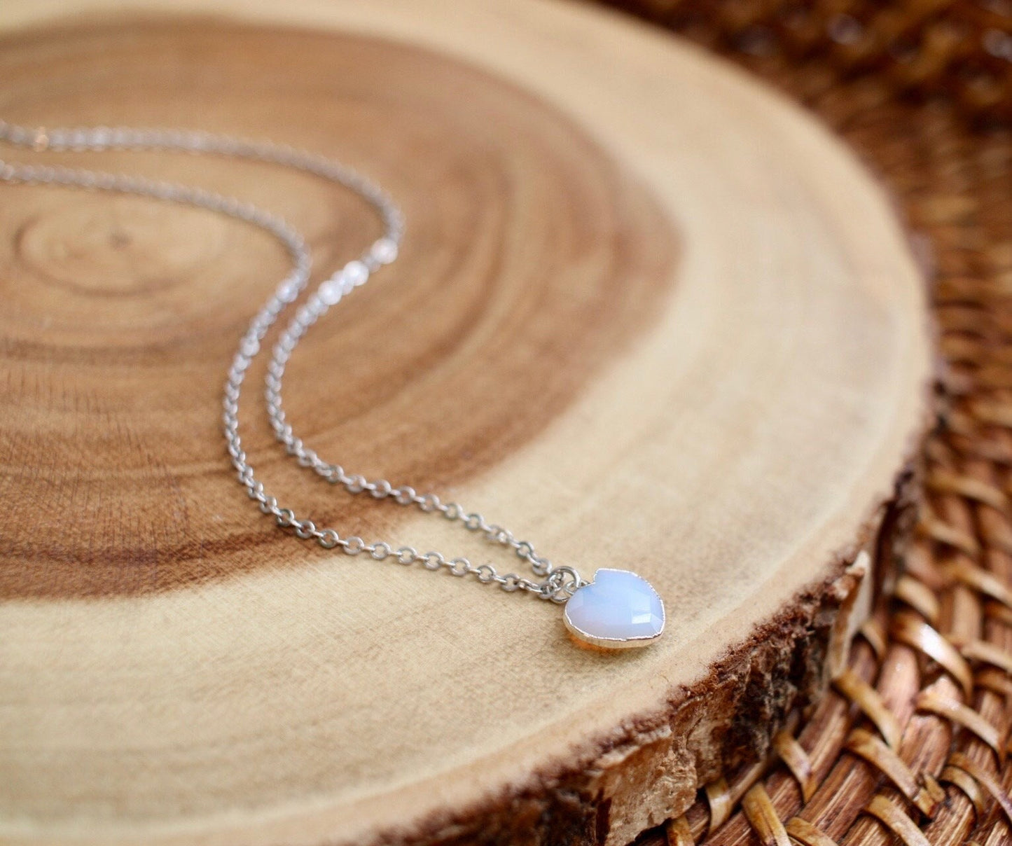 Opalite Heart Crystal Necklace