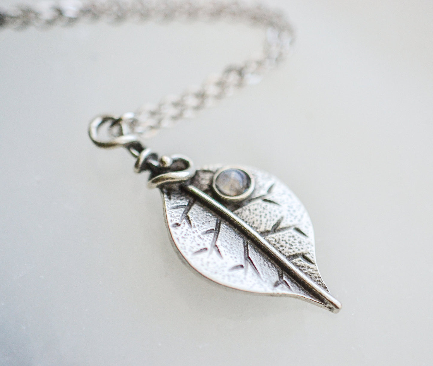 Leaf Moonstone Necklace