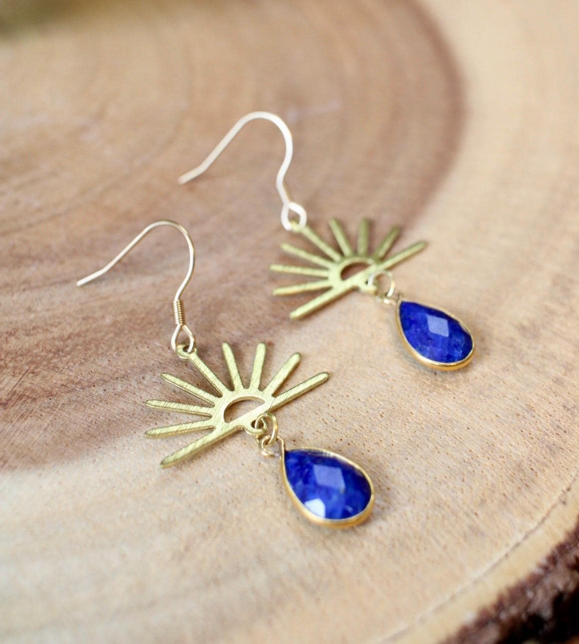 Lapis Lazuli Sun Dangle Earrings
