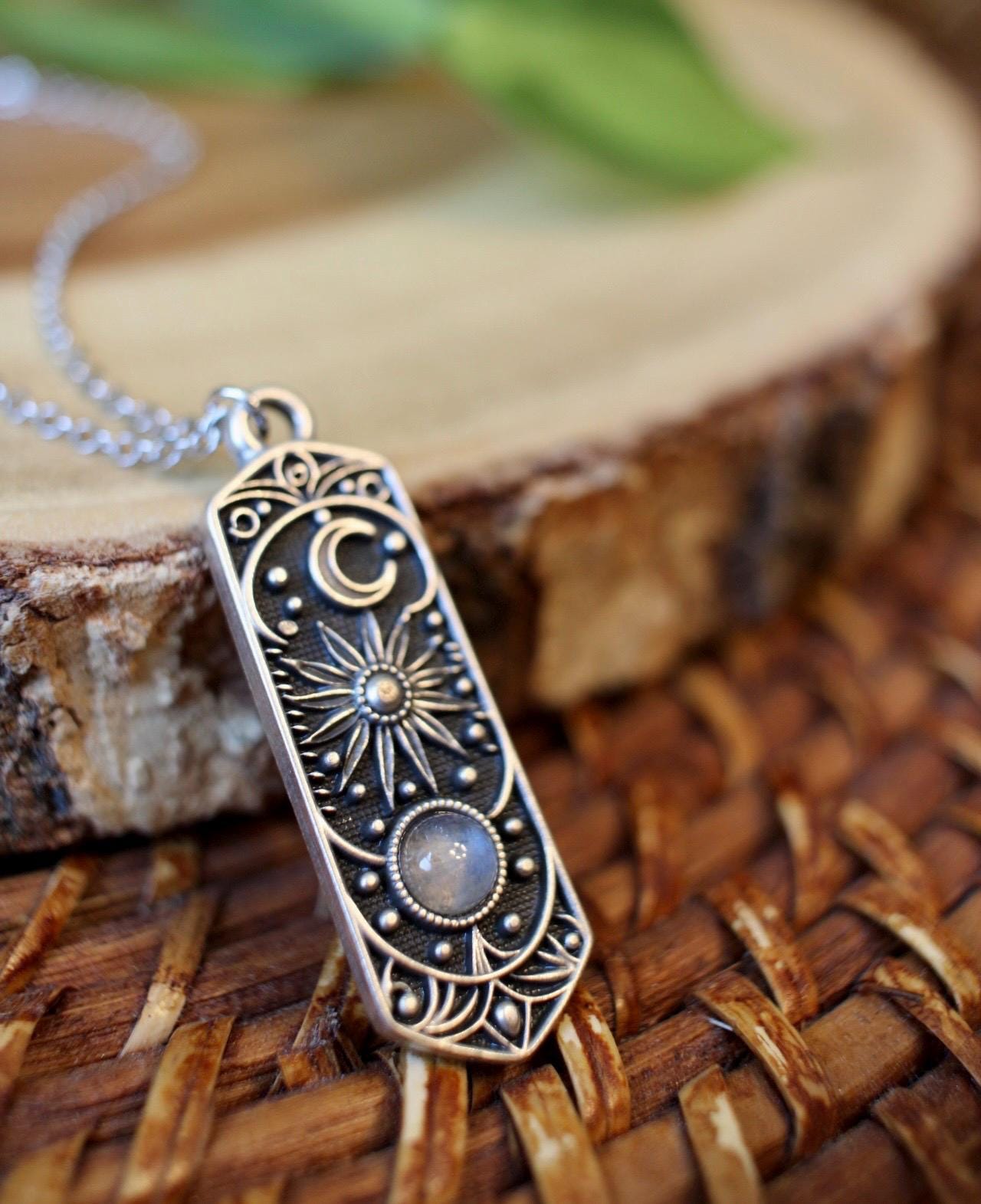 Silver Cosmic Moonstone Necklace