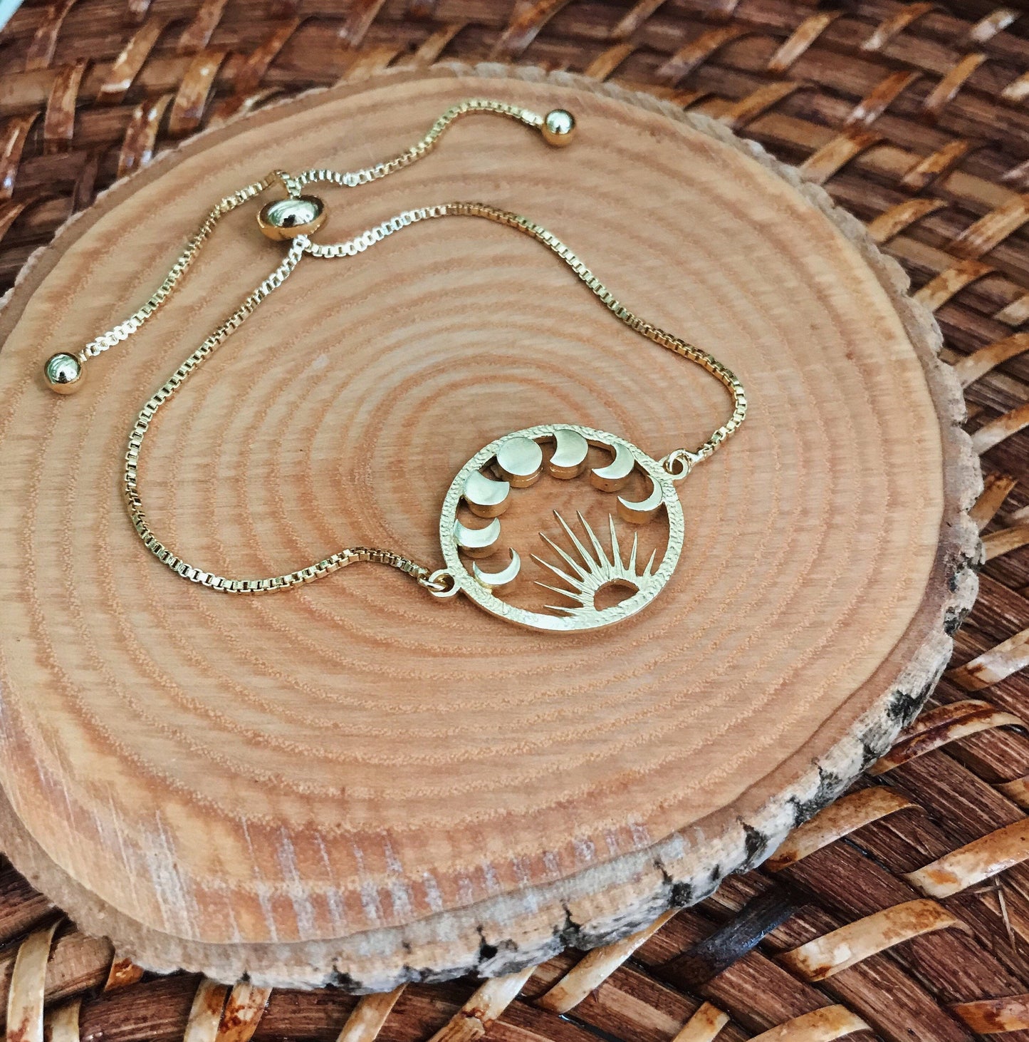 Sun and Moon Phases Gold Bracelet