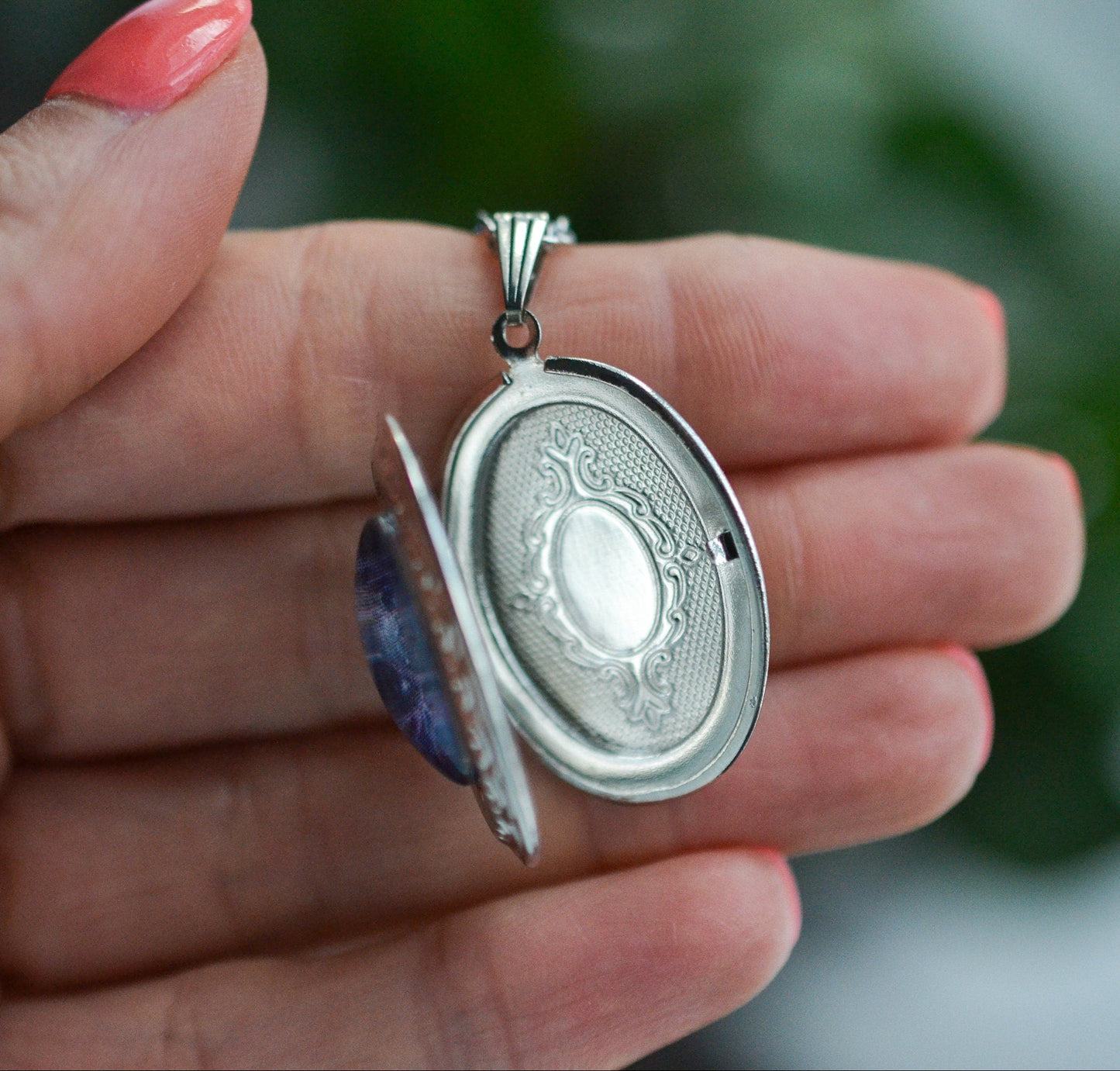 Crescent Moon Photo Locket Necklace