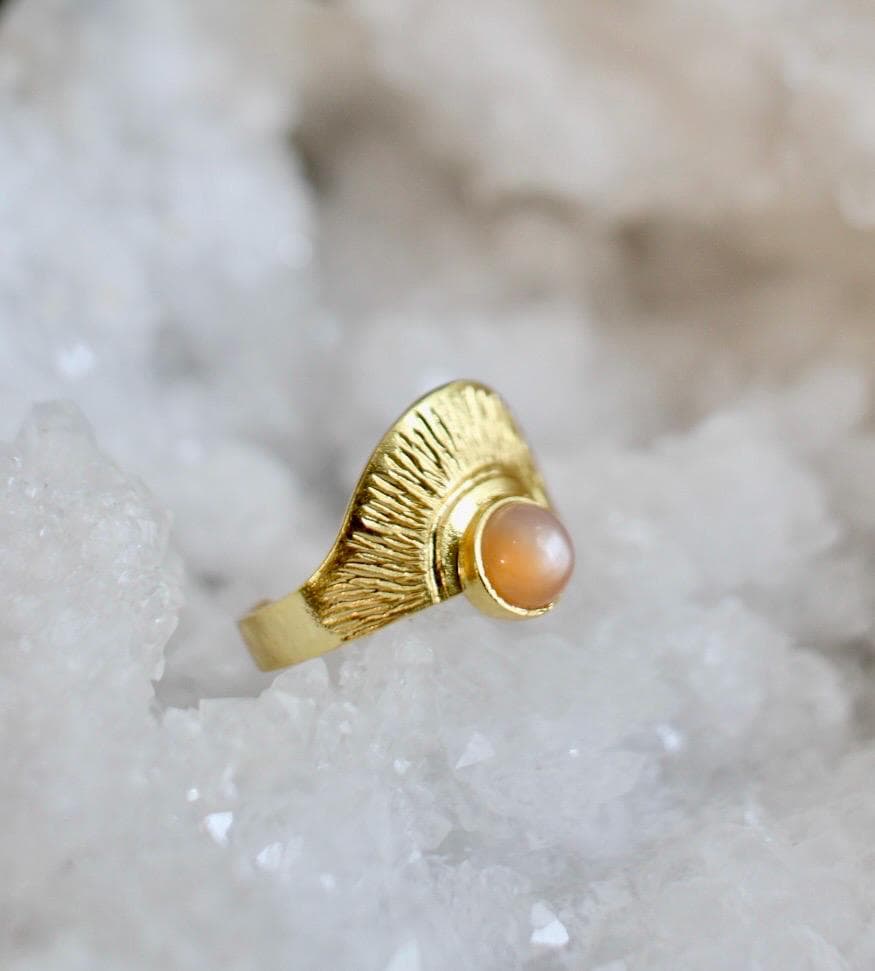 Peach Moonstone Sun Ring