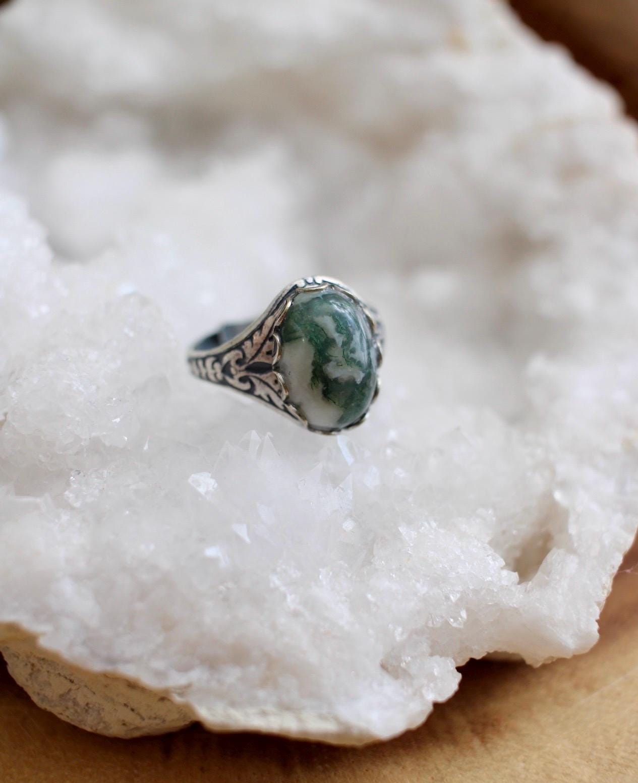 Tree Agate Adjustable Ring