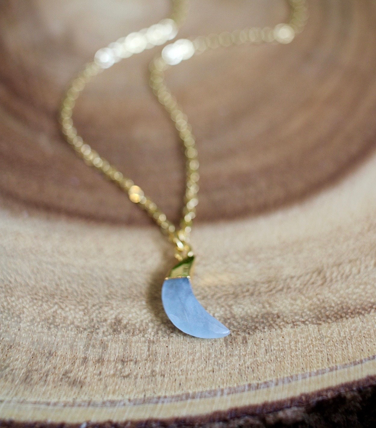Aquamarine Crystal Moon Necklace