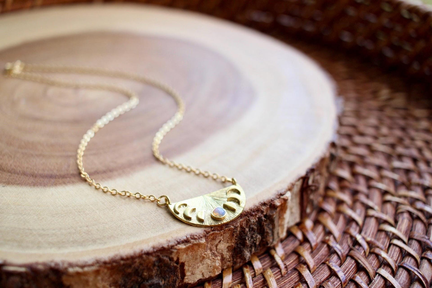 Opal Moon Phase Necklace