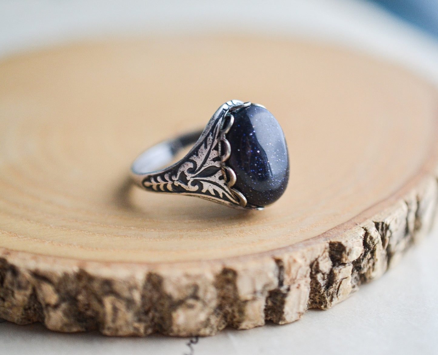 Blue Goldstone Ring