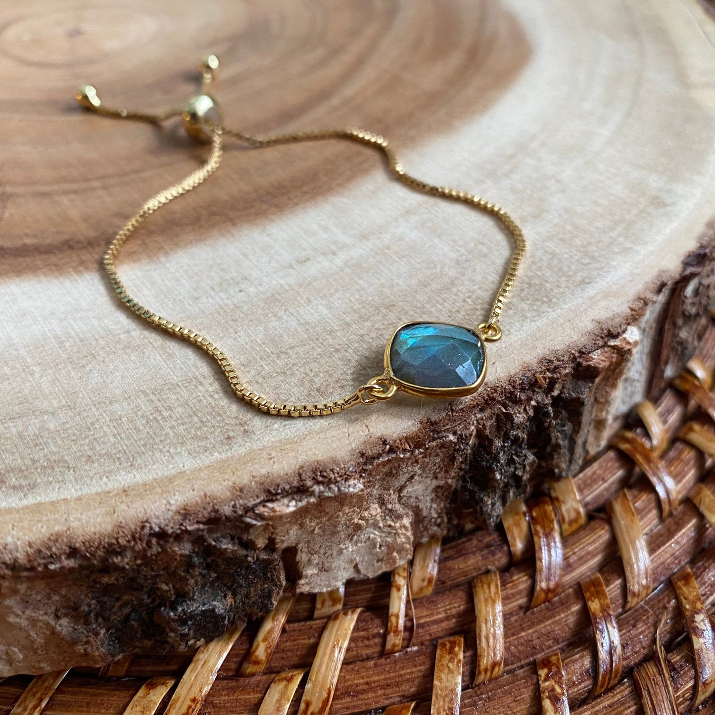 Gold Labradorite Adjustable Bracelet