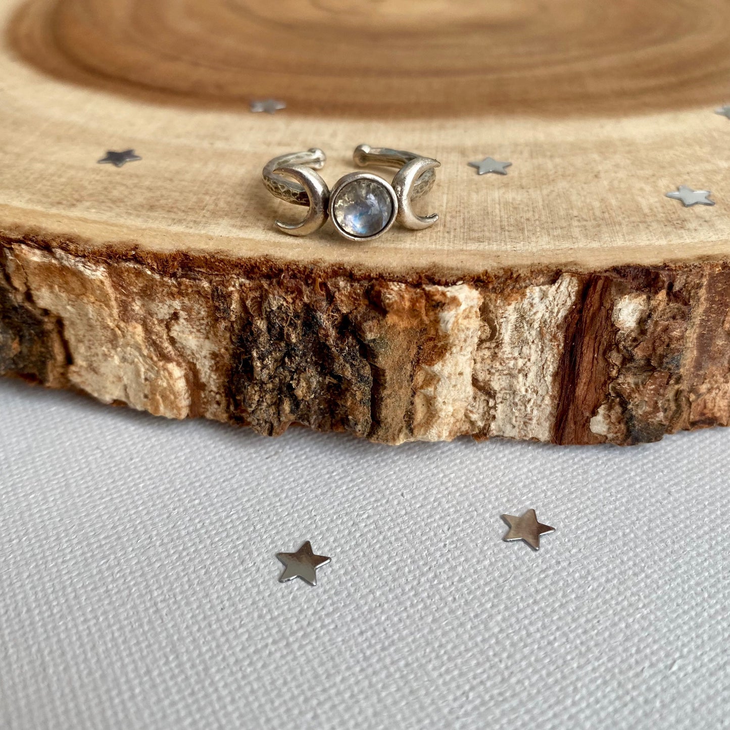 Moonstone Triple Moon Ring