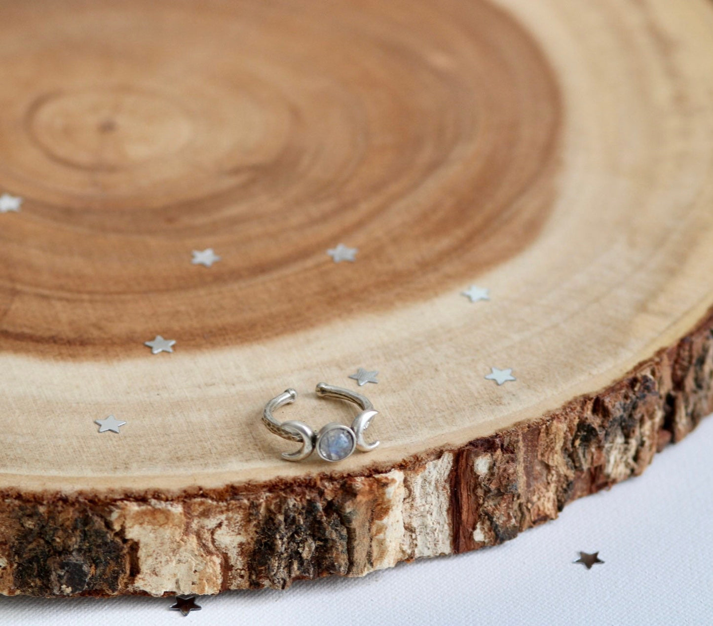 Moonstone Triple Moon Ring
