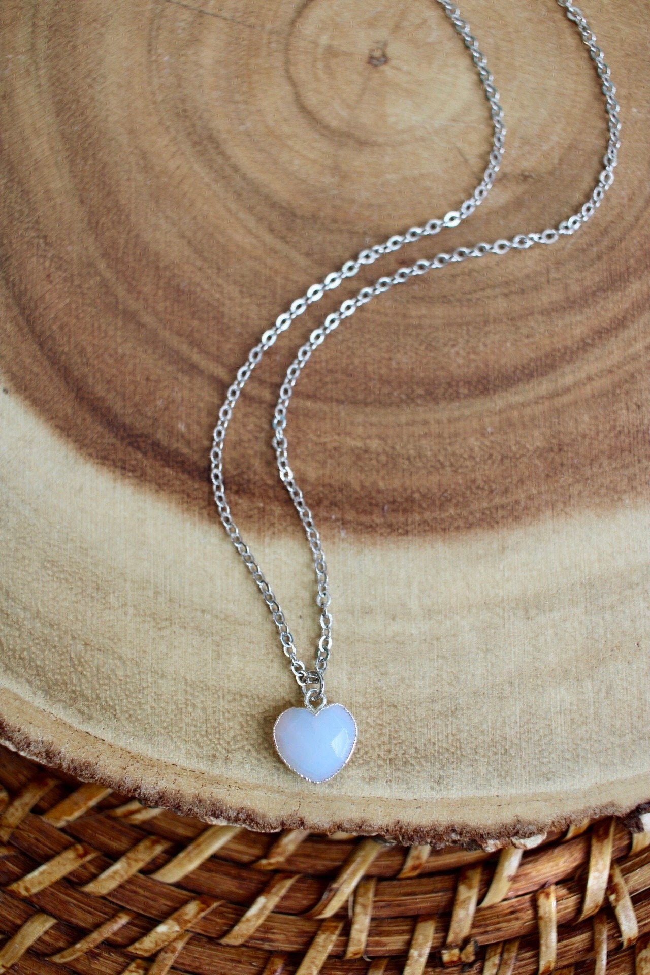 Opalite Heart Crystal Necklace