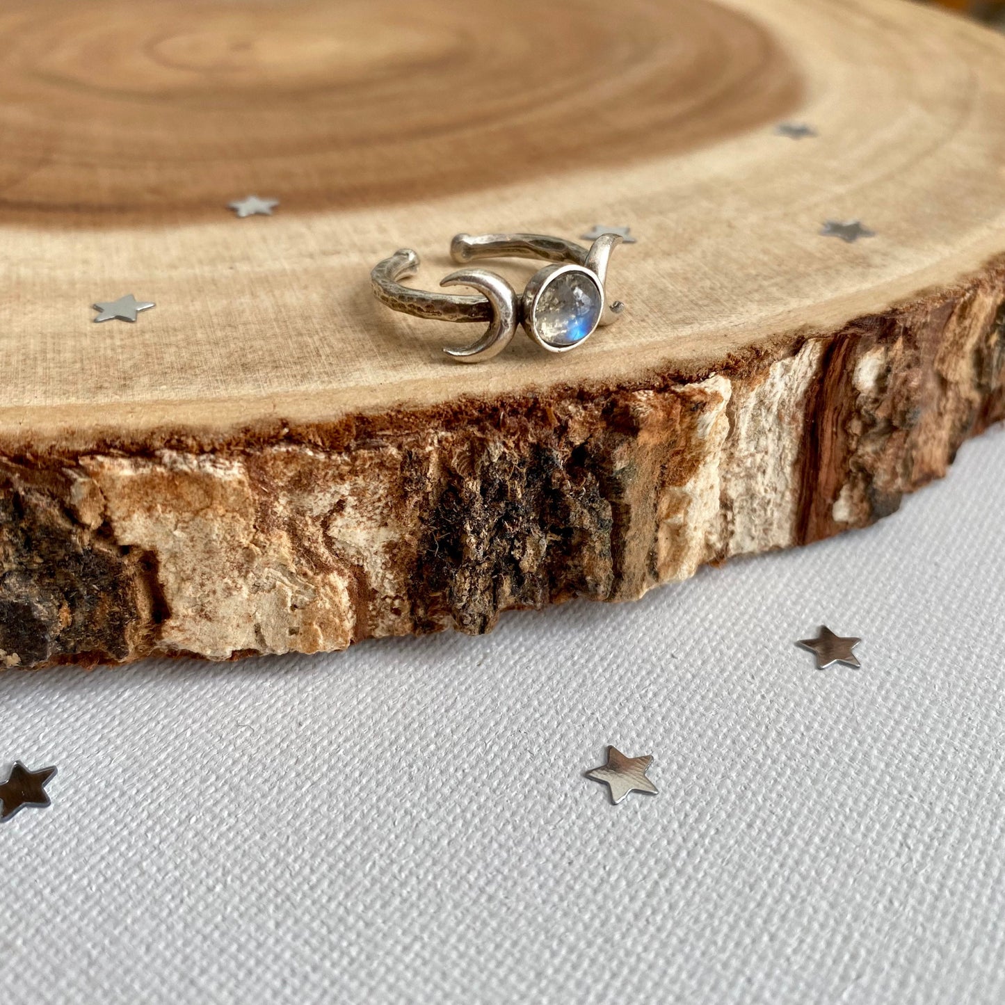 Moonstone Triple Moon Ring