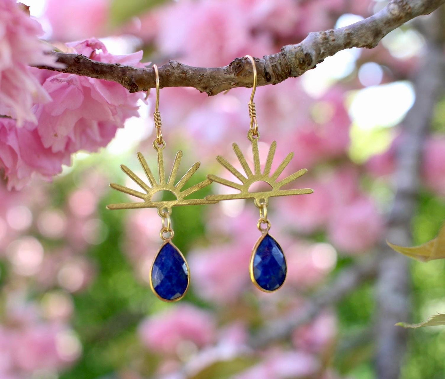 Lapis Lazuli Sun Dangle Earrings