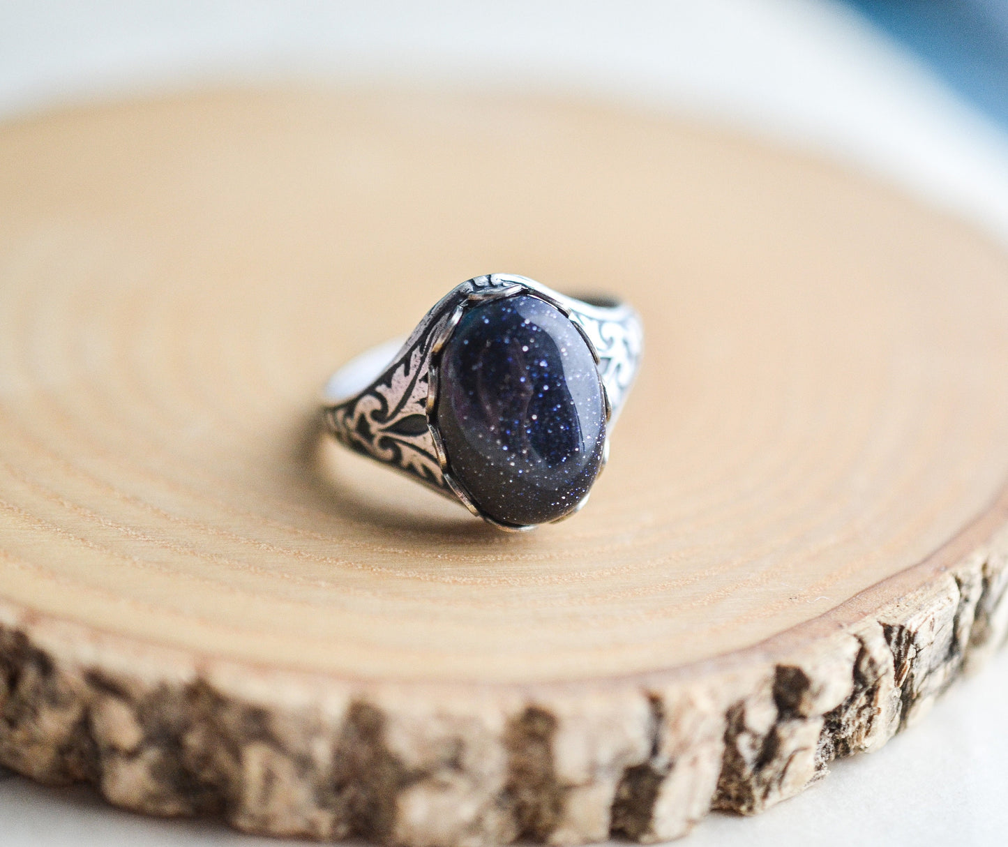 Blue Goldstone Ring